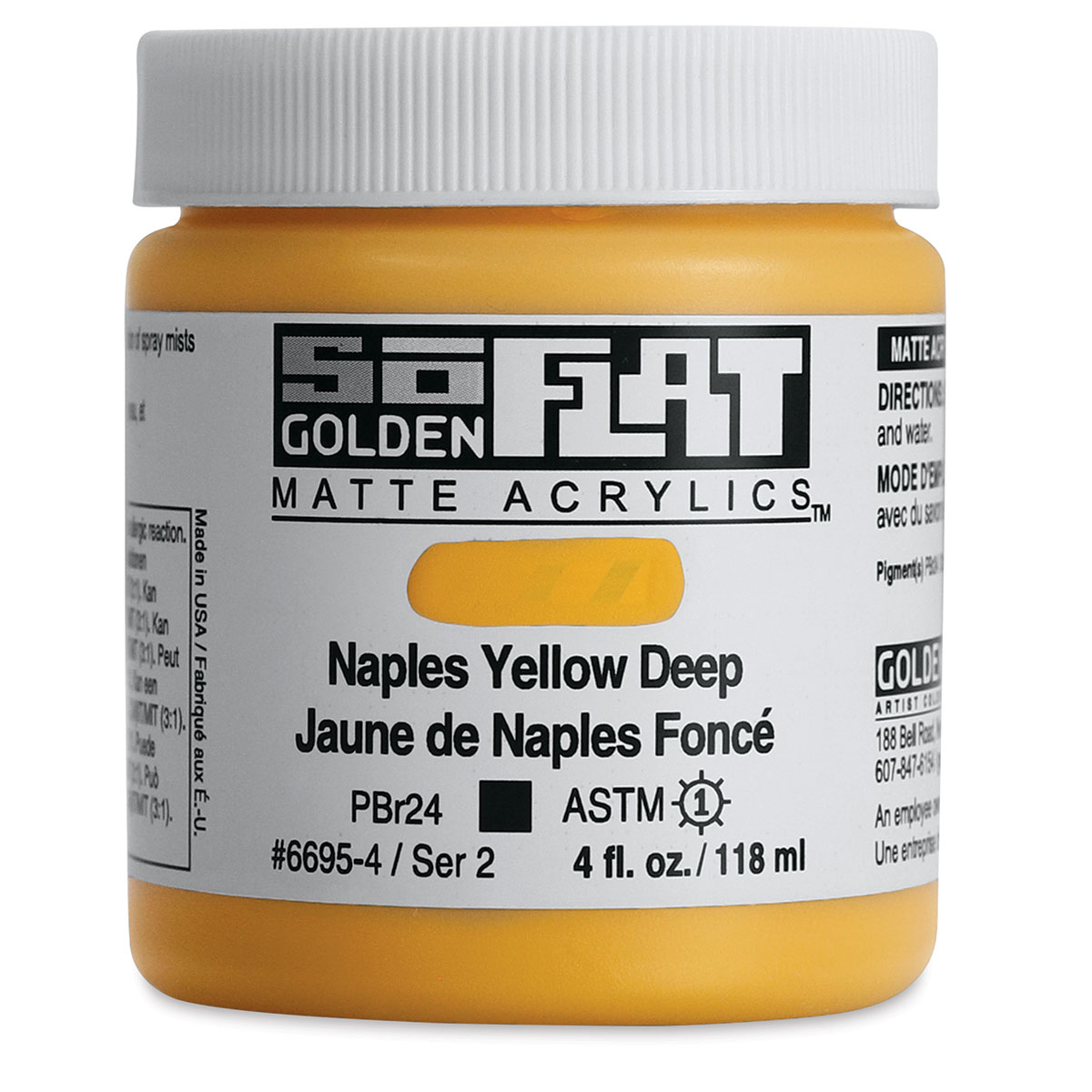 Golden SoFlat Matte Acrylic Paint Naples Yellow Deep, 118 ml, Jar