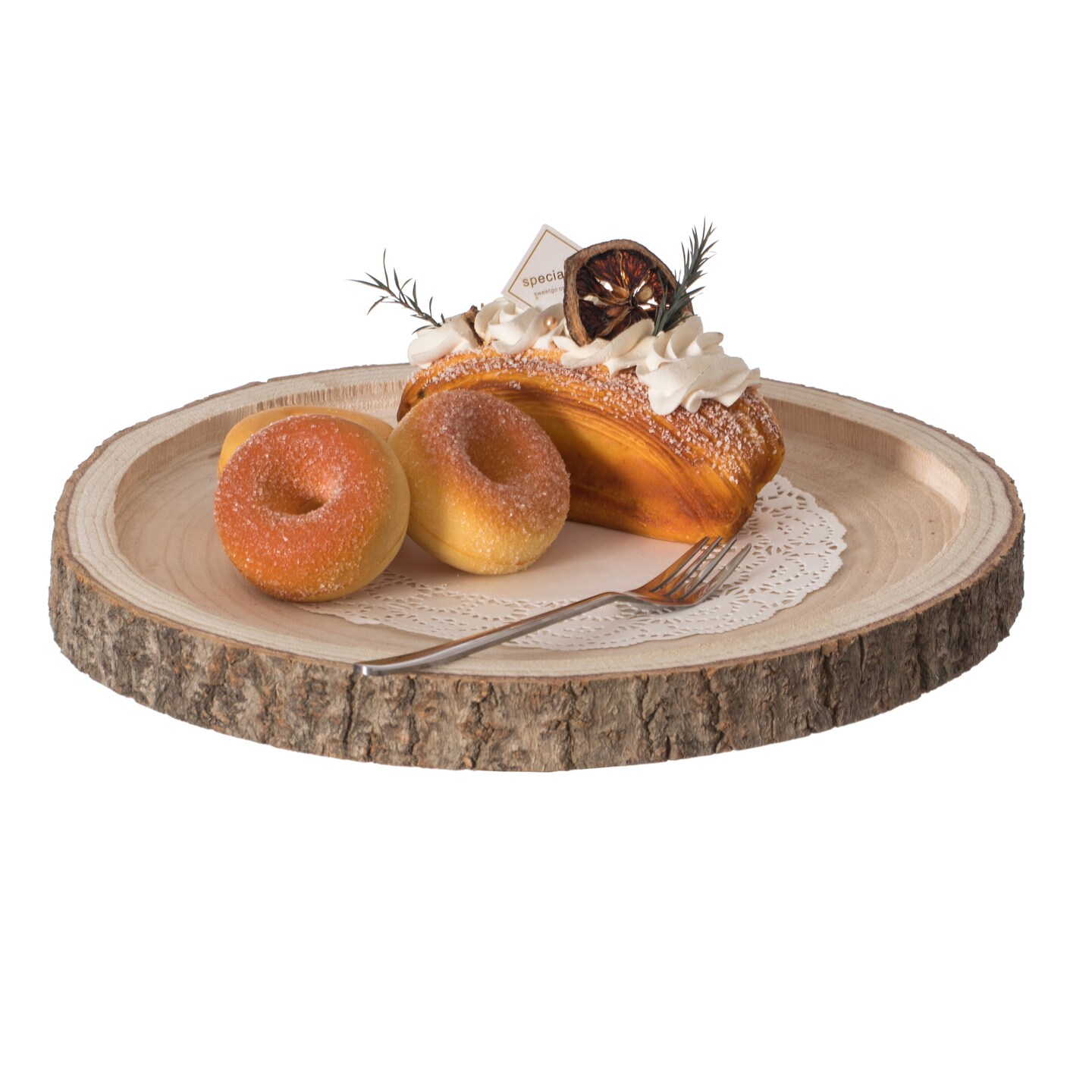 Natural Wooden Bark Round Slice Tray, Rustic Table Charger Centerpiece