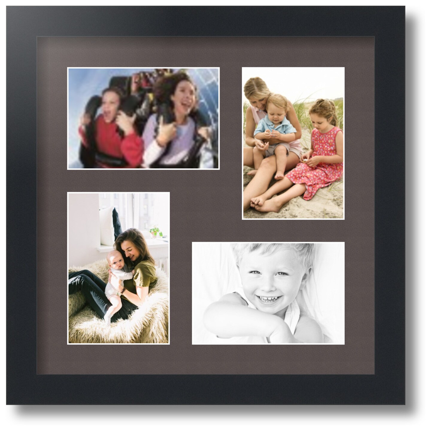 ArtToFrames Collage Photo Picture Frame with 4 - 4x6 inch Openings, Framed in Black with Over 62 Mat Color Options and Regular Glass (CSM-3926-178)