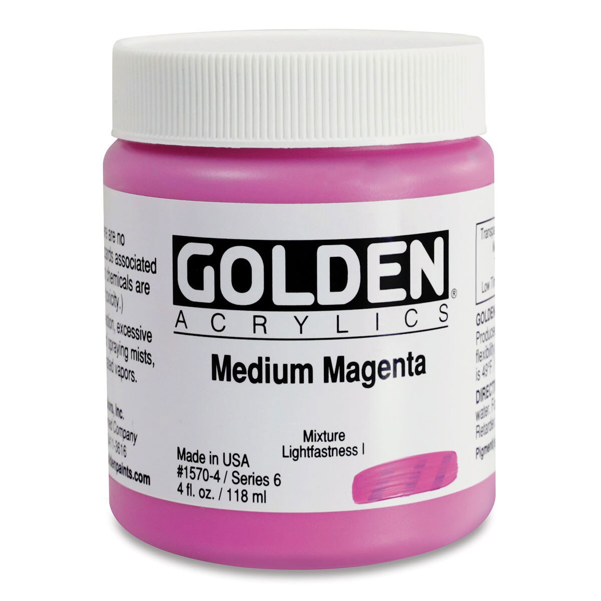 Golden Heavy Body Acrylic Paint - Medium Magenta, 4 oz Jar