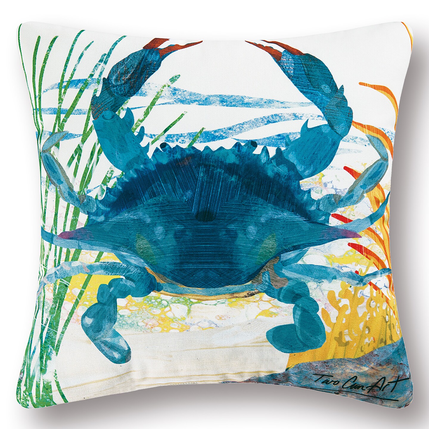 18&#x22; x 18&#x22; Blue Crab Coastal Indoor/Outdoor Decorative Throw Pillow