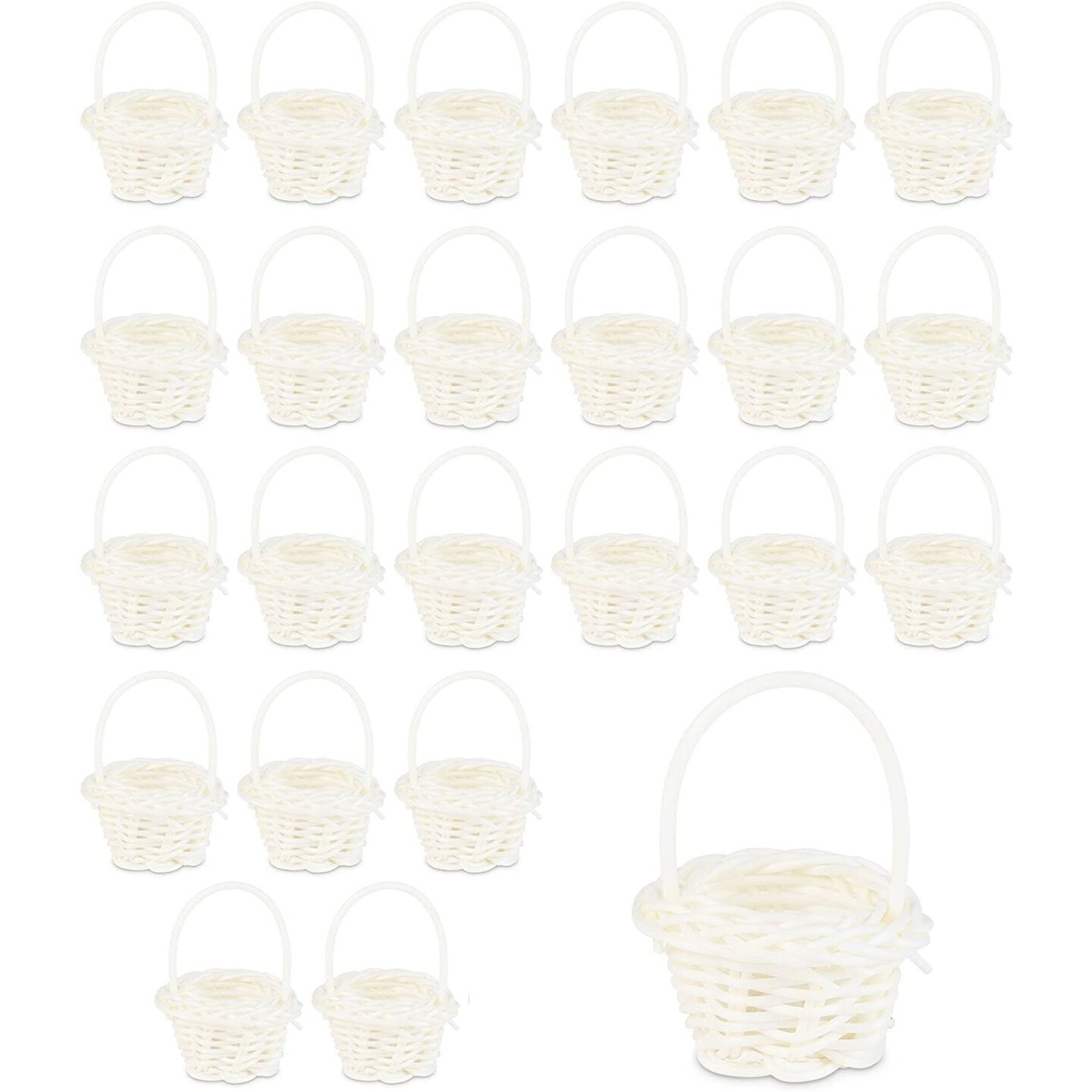Juvale White Mini Woven Baskets with Handles (1.75 x 2.5 in, 24 Pack)