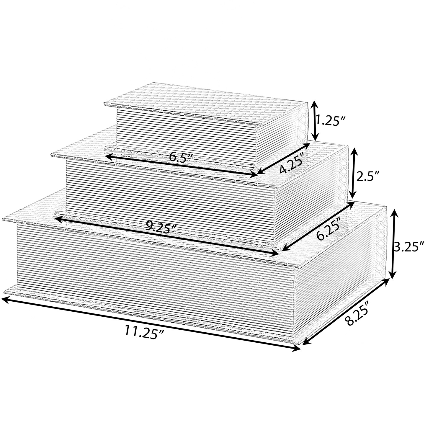 Set of 3 Velvet Vintage Storage Wooden Antique Classic Decorative Book Box Holder