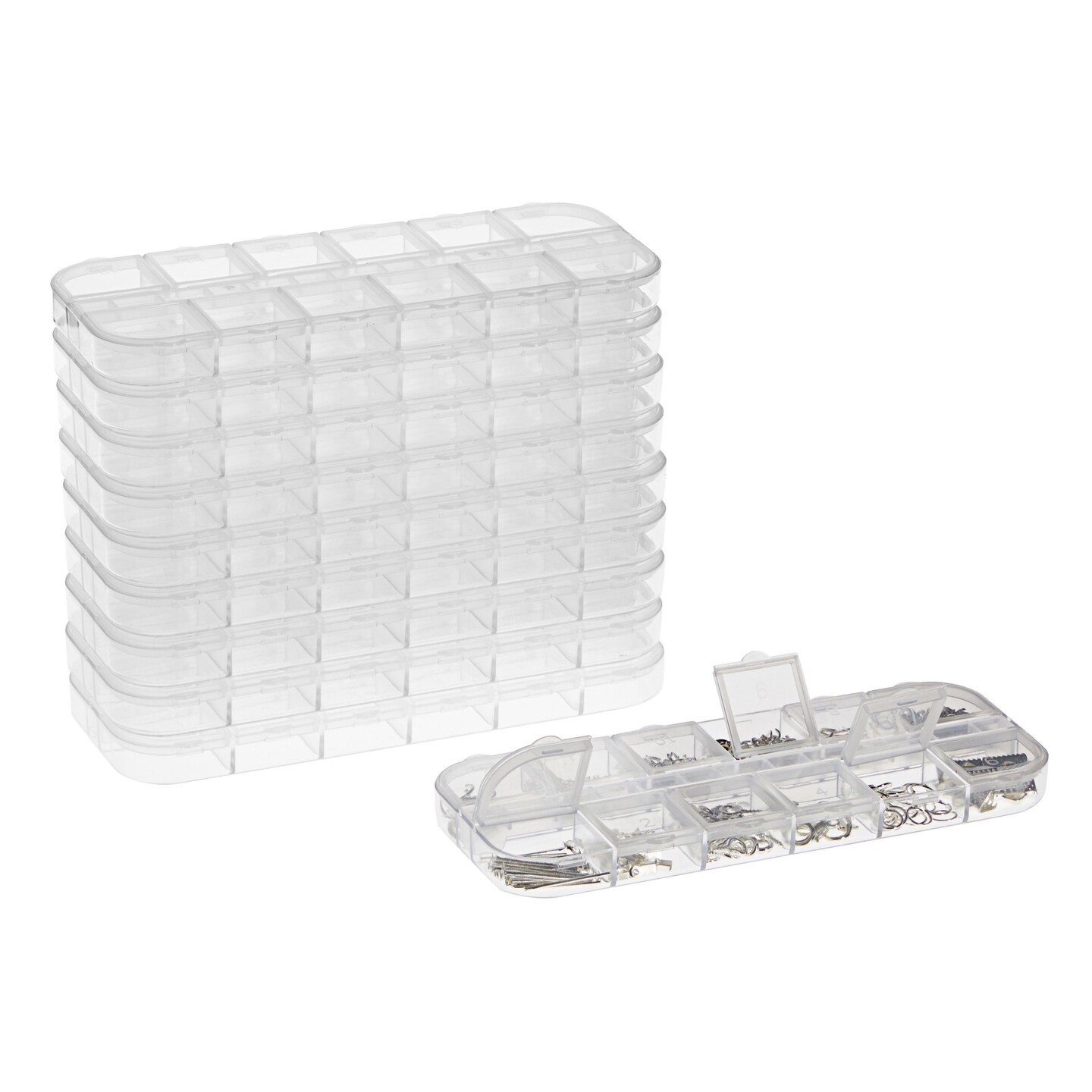12 Grid Clear Plastic Jewelry Box Organizer, Storage Container (10