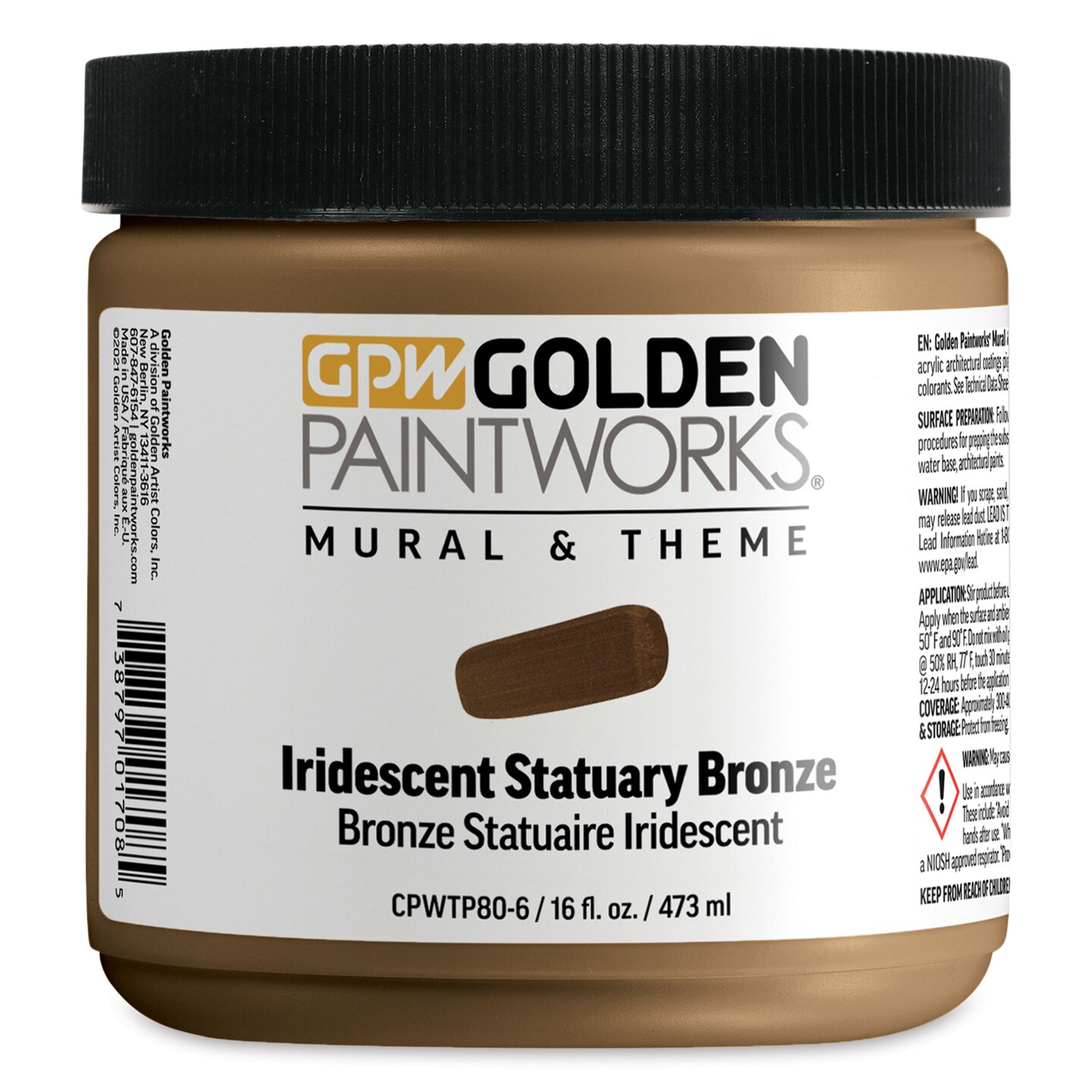 Golden Paintworks Mural and Theme Acrylic Paint - Iridescent Statuary Bronze, 16 oz, Jar