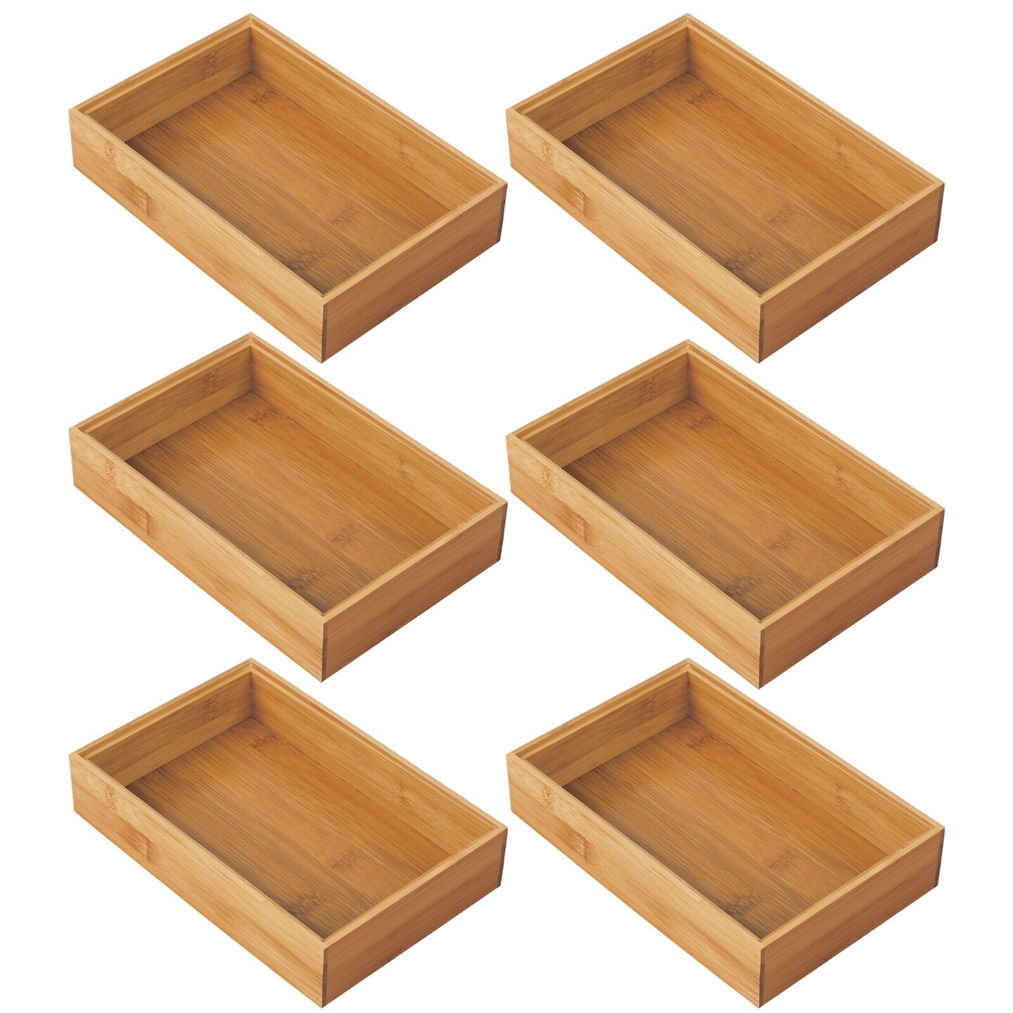 Bamboo Junk Drawer Organizer and 6 Storage Box  