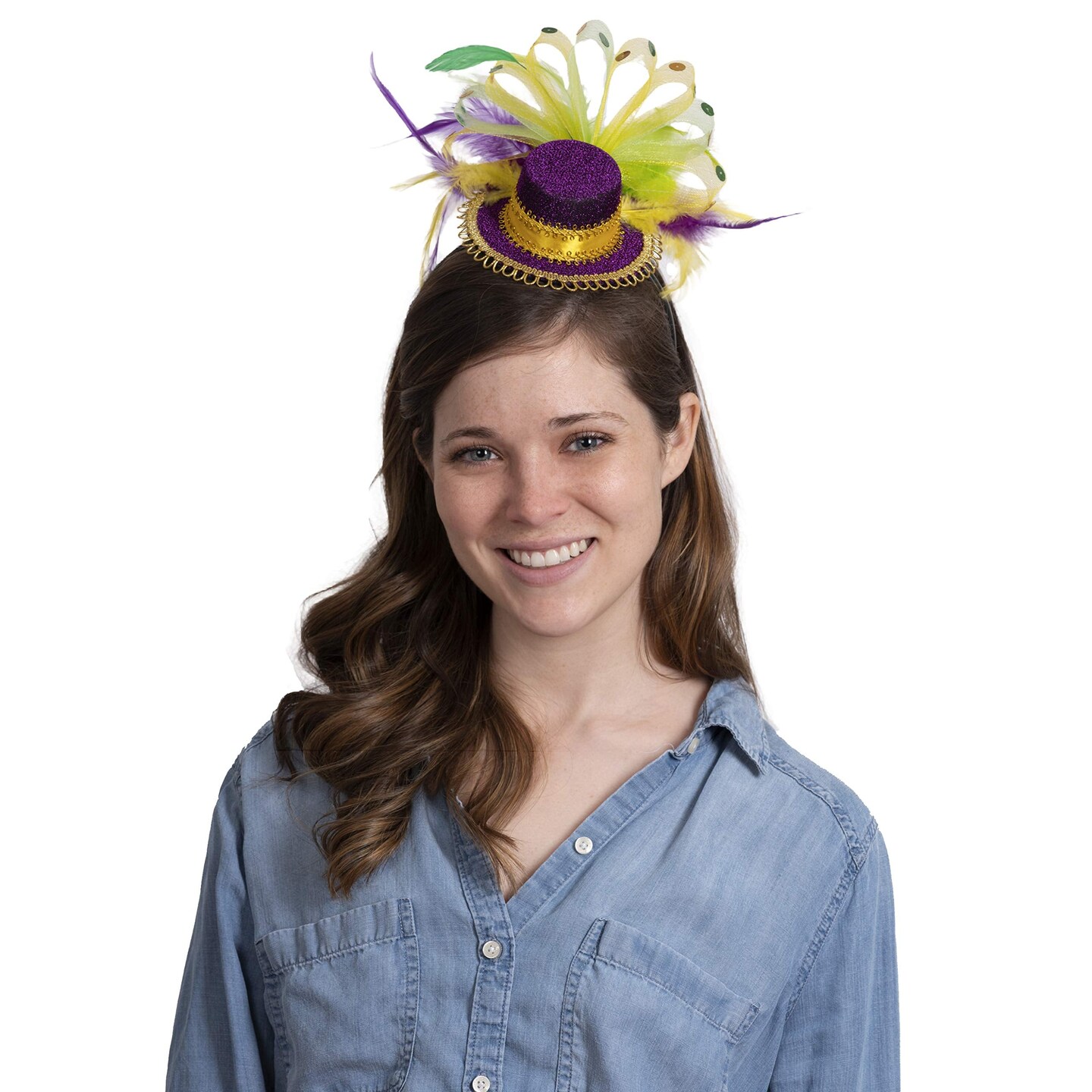 Purple Top Hat Headband - Mardi Gras Mini Hat Dress Up Hair Costume Accessories Head Band for Women and Children