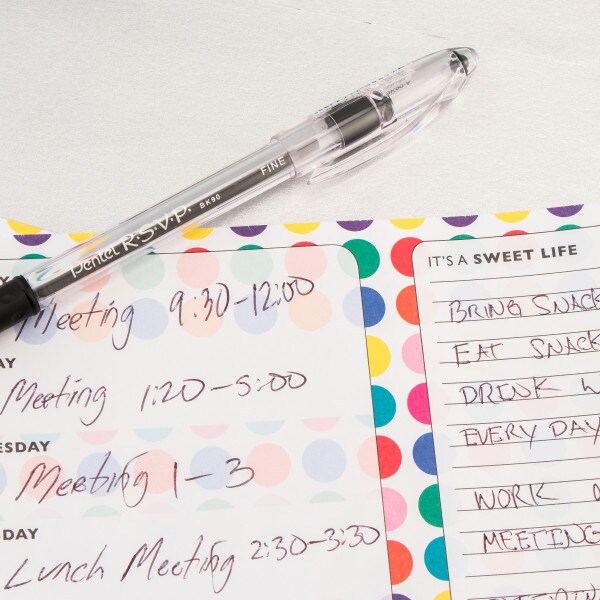 RSVP Ballpoint Pen, (0.7mm) Fine Line, Assorted Ink (A/B/C/D/V) 5-Pk