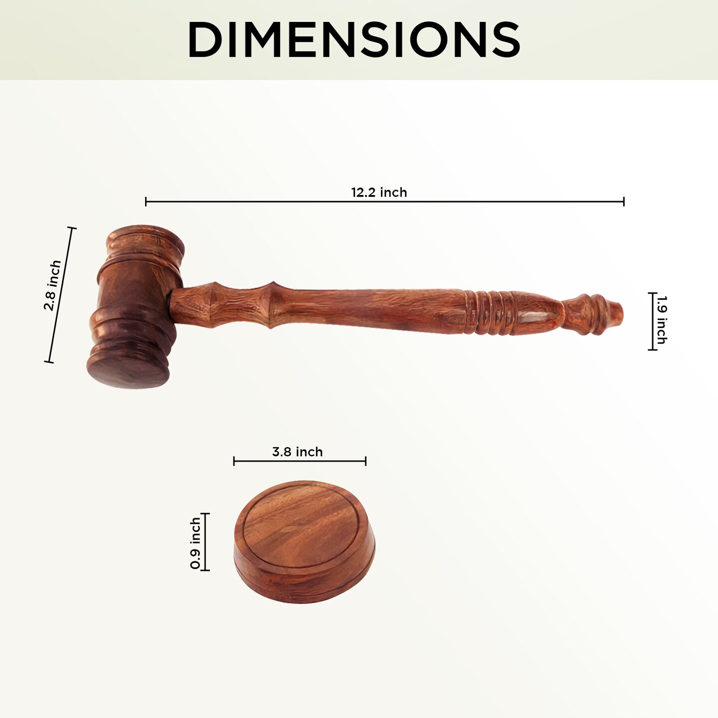 Wooden Decorative Brown Gavel Hammer with Wood Base Block for Lawyers, Judges, and Courts
