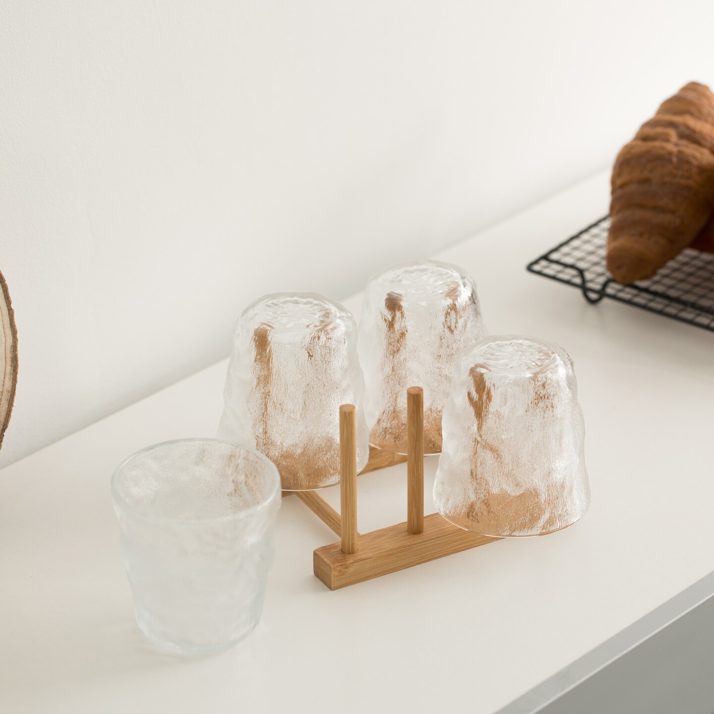 Set of 2 Bamboo Wooden Dish Drainer Rack, Plate Rack, And Drying Drainer