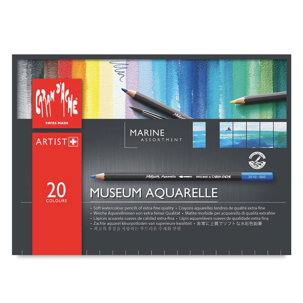 Caran D'Ache Museum Aquarelle Pencil Set - Set of 20, Marine Colors