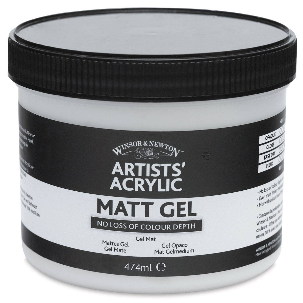Winsor & Newton Artists' Acrylic Matt Gel Medium - Matte, 474 ml jar