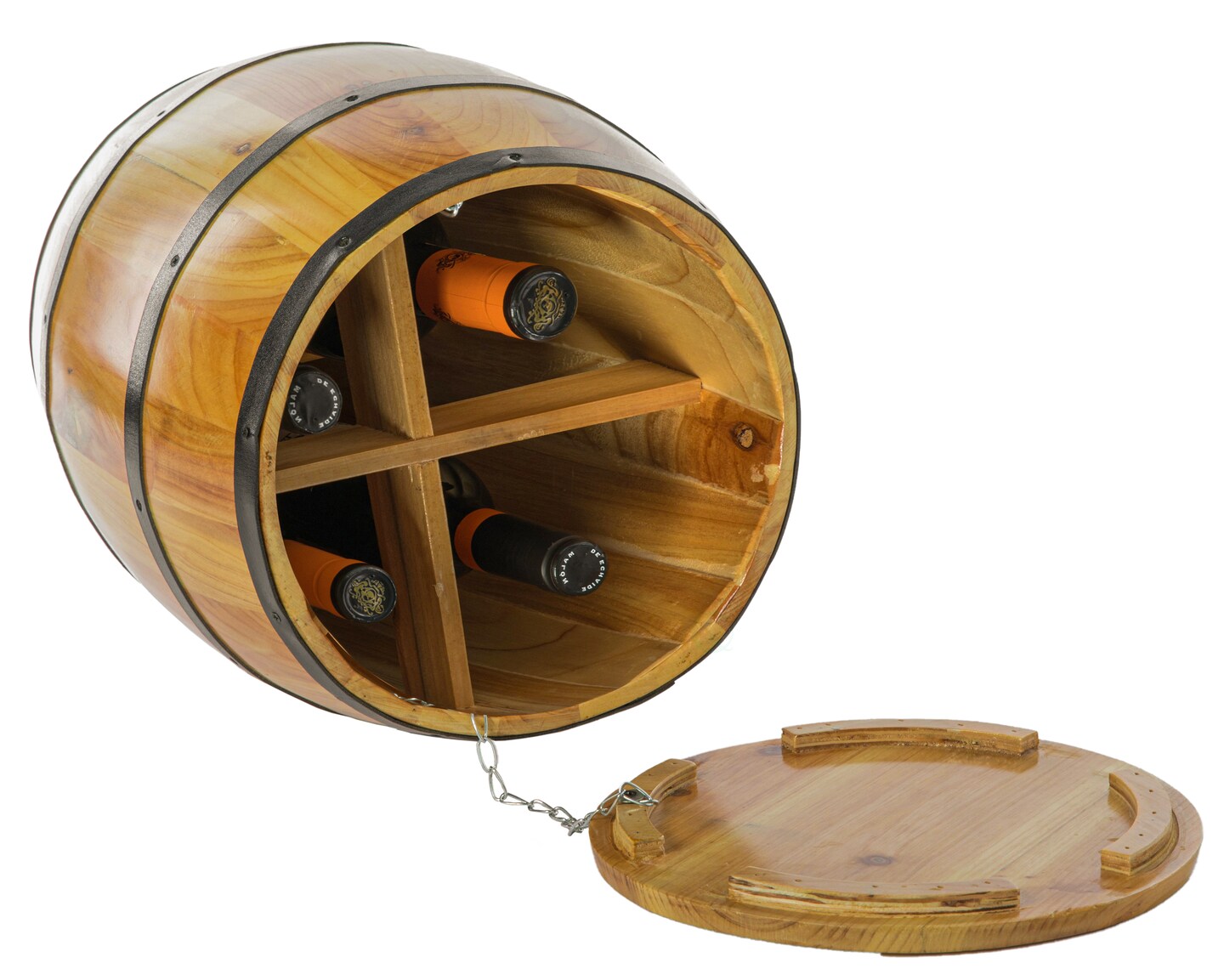 Wine Barrel 4 Sectional Crate With Removable Head Lid