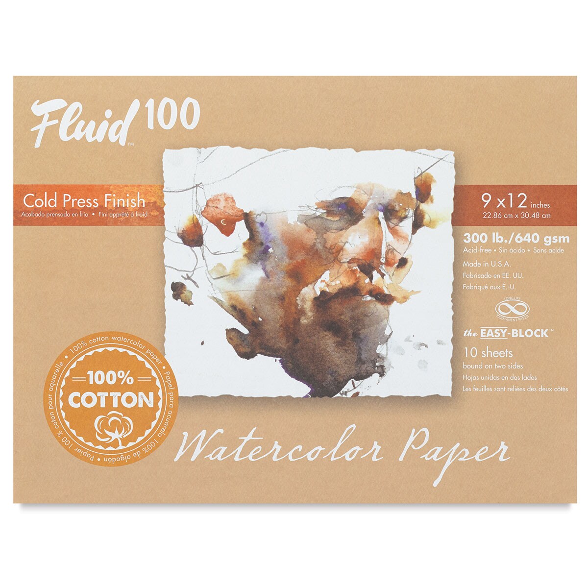 Fluid Watercolor Paper Easy-Blocks, Cold-Press, 9'' X 12'' - MICA Store