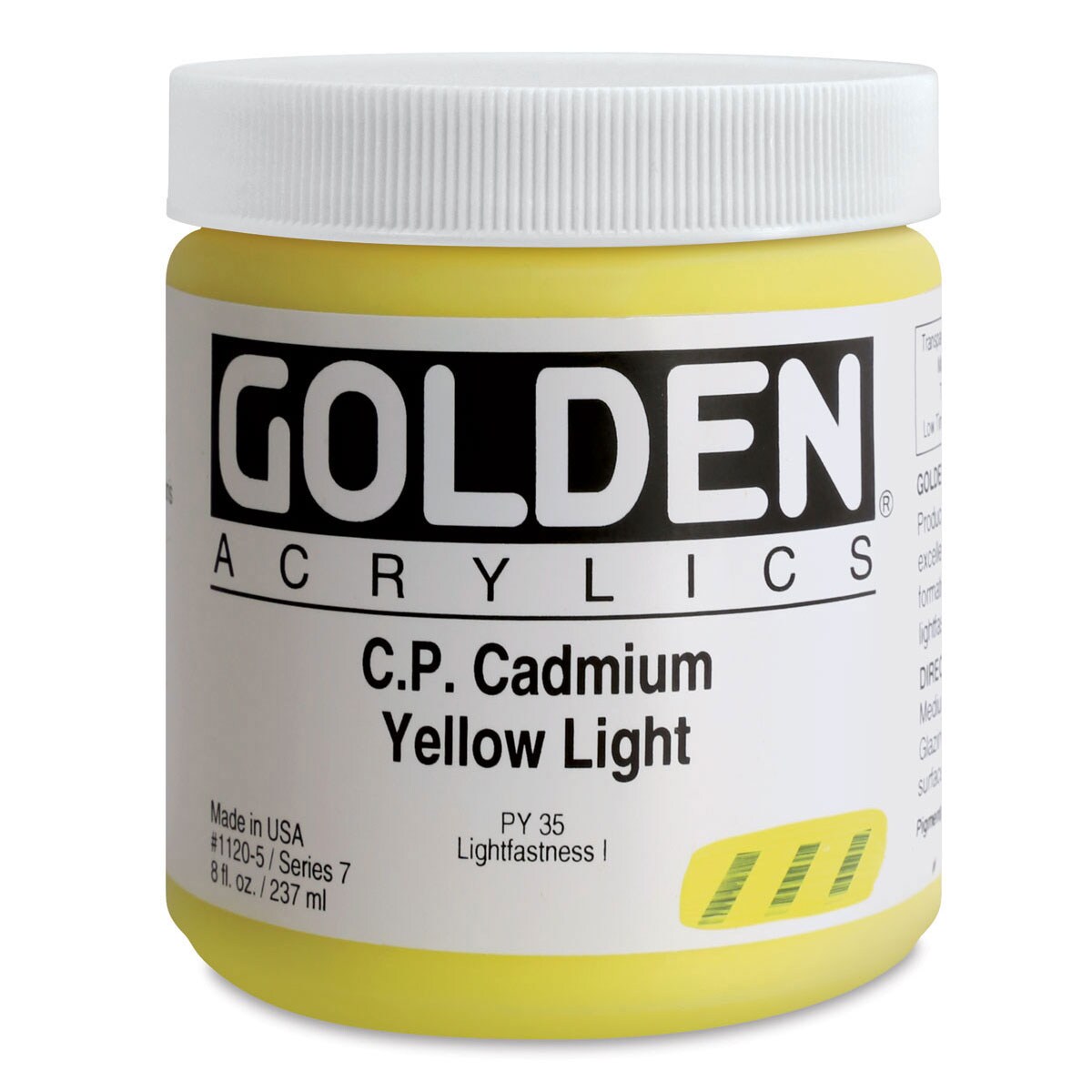 Golden Heavy Body Artist Acrylics - Cadmium Yellow Light, 8 oz Jar
