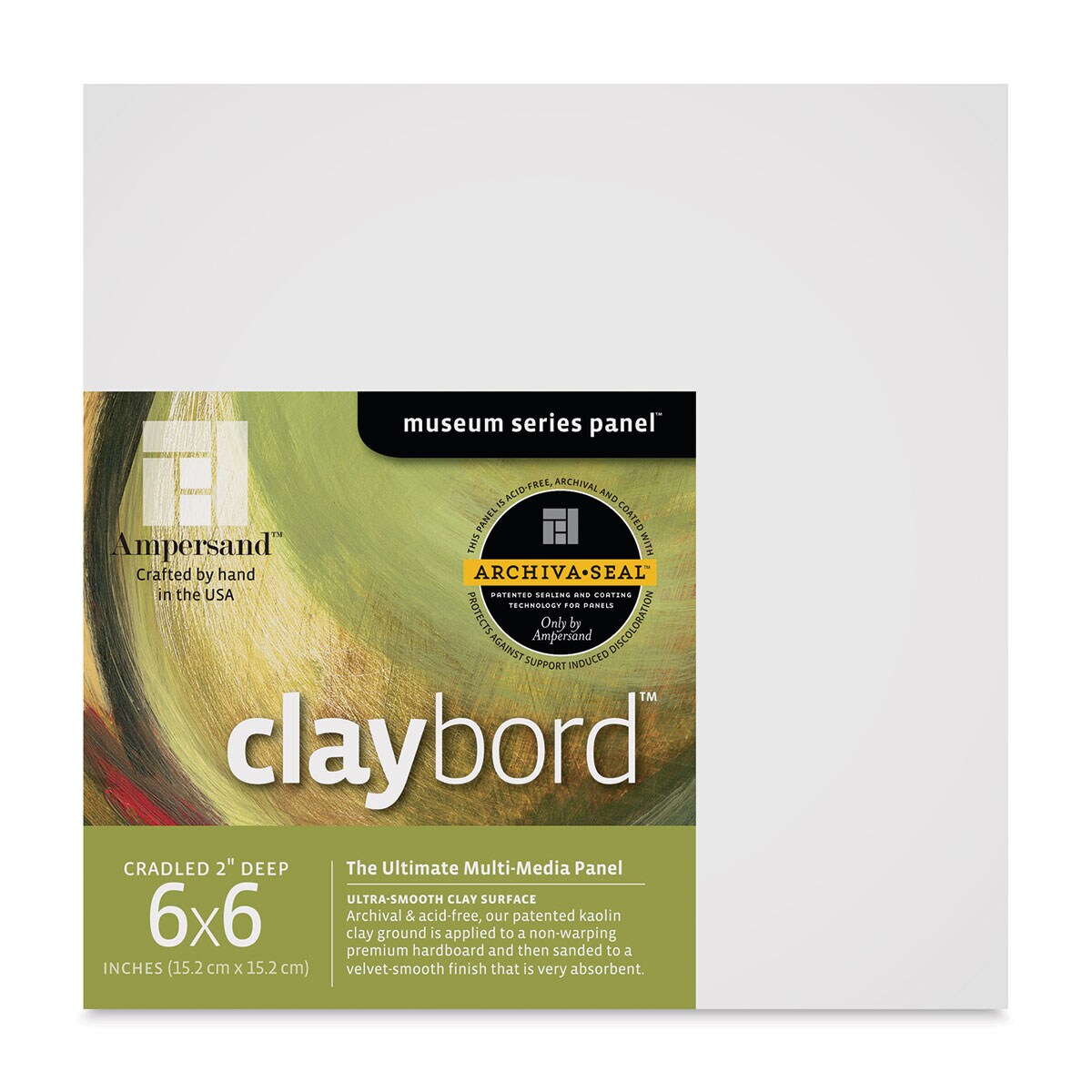 Ampersand Claybord - 6&#x22; x 6&#x22;, 2&#x22; Deep Cradled