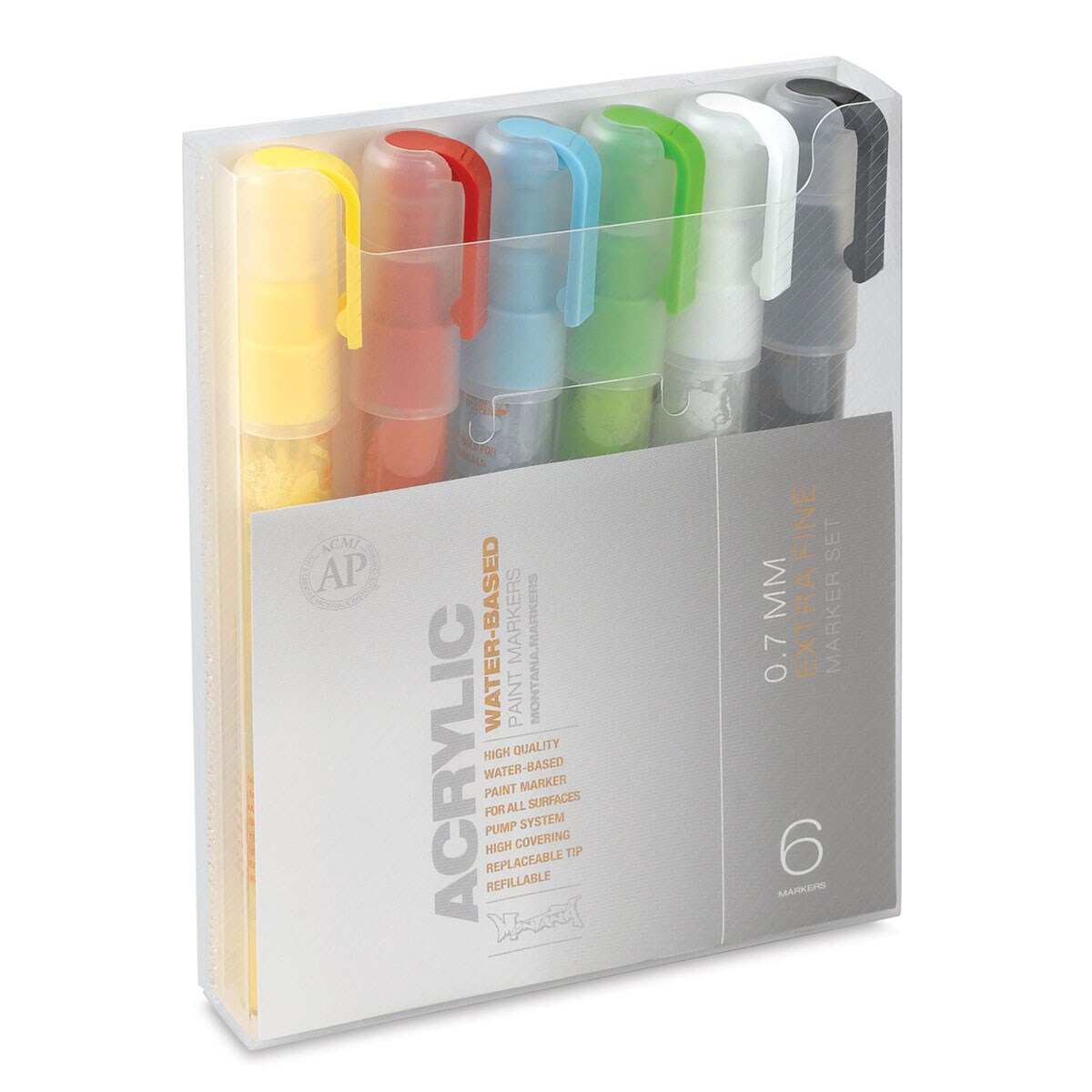 Montana Acrylic Markers - Set of 6, Extra Fine Point