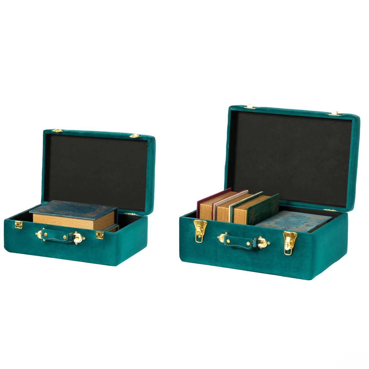 Decorative Tufted Velvet Suitcase Treasure Chest Set of 2