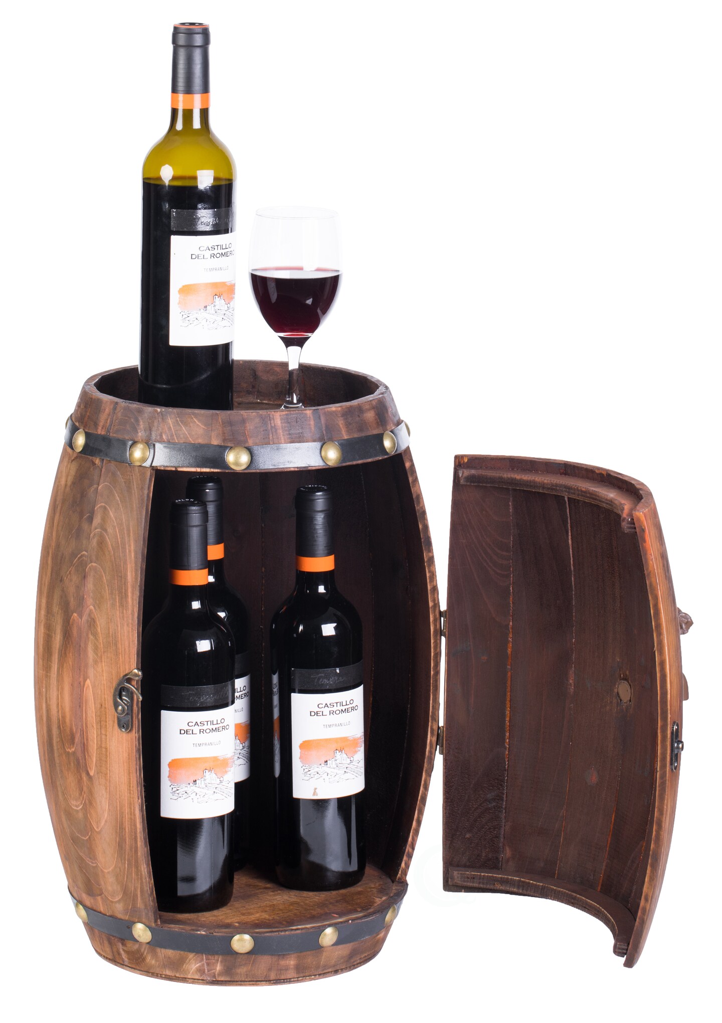 Wooden Barrel Shaped Vintage Decorative Wine Storage Rack