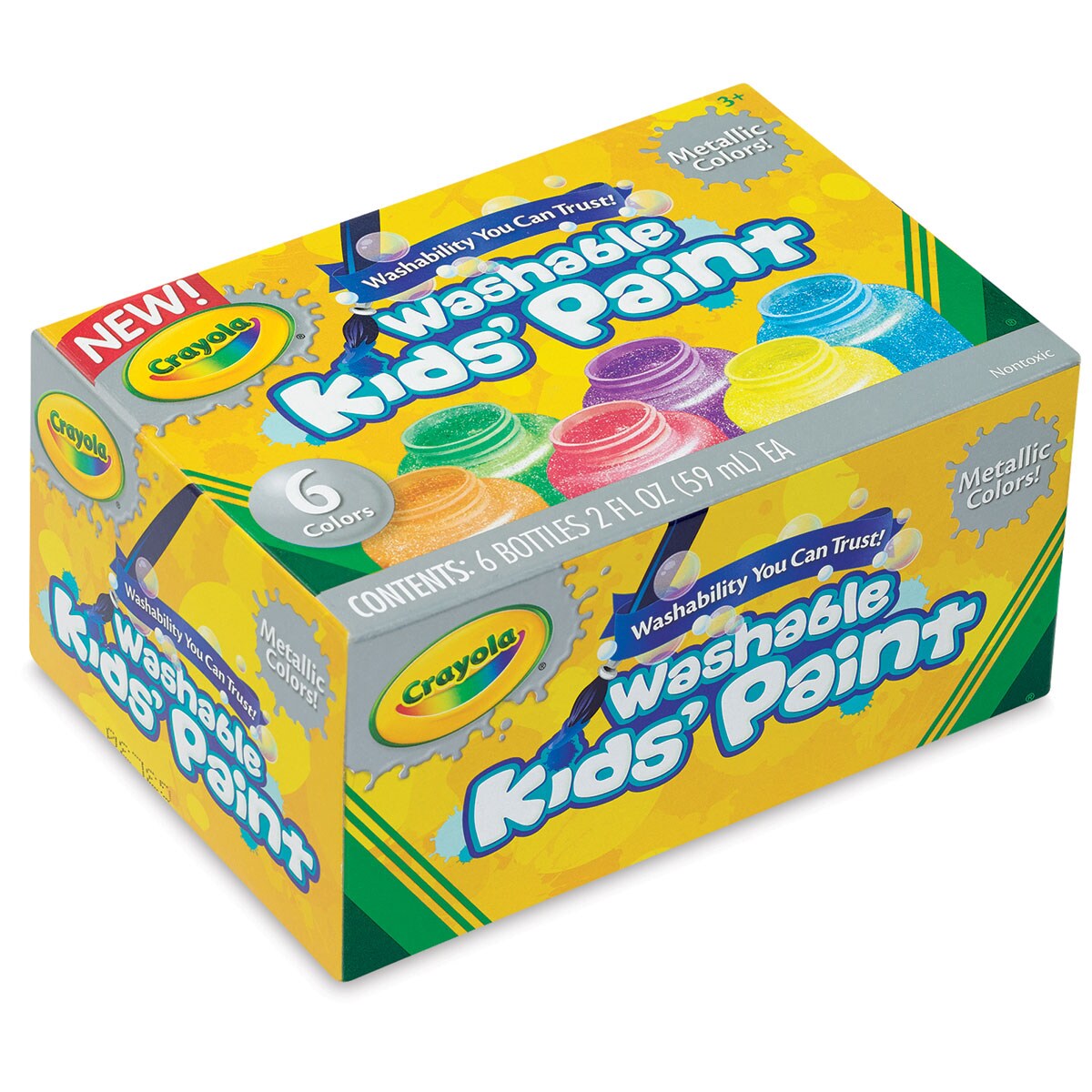 Crayola Washable Kids' Paint - Metallic, Set of 6 Colors, 2 oz jars