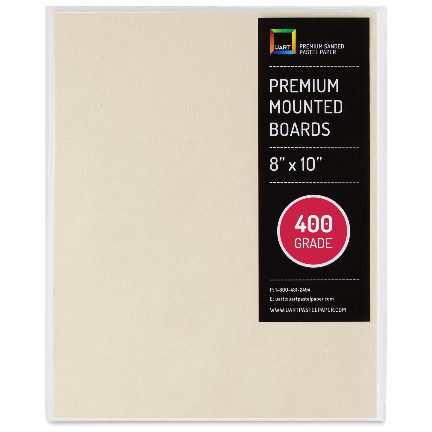 UArt Premium Sanded Pastel Paper Board - 8&#x22; x 10&#x22;, Neutral, 400 Grit