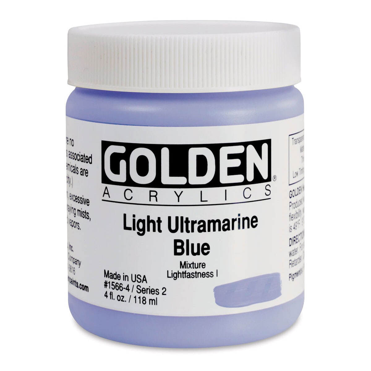 Golden Heavy Body Artist Acrylics - Light Ultramarine Blue, 4 oz Jar