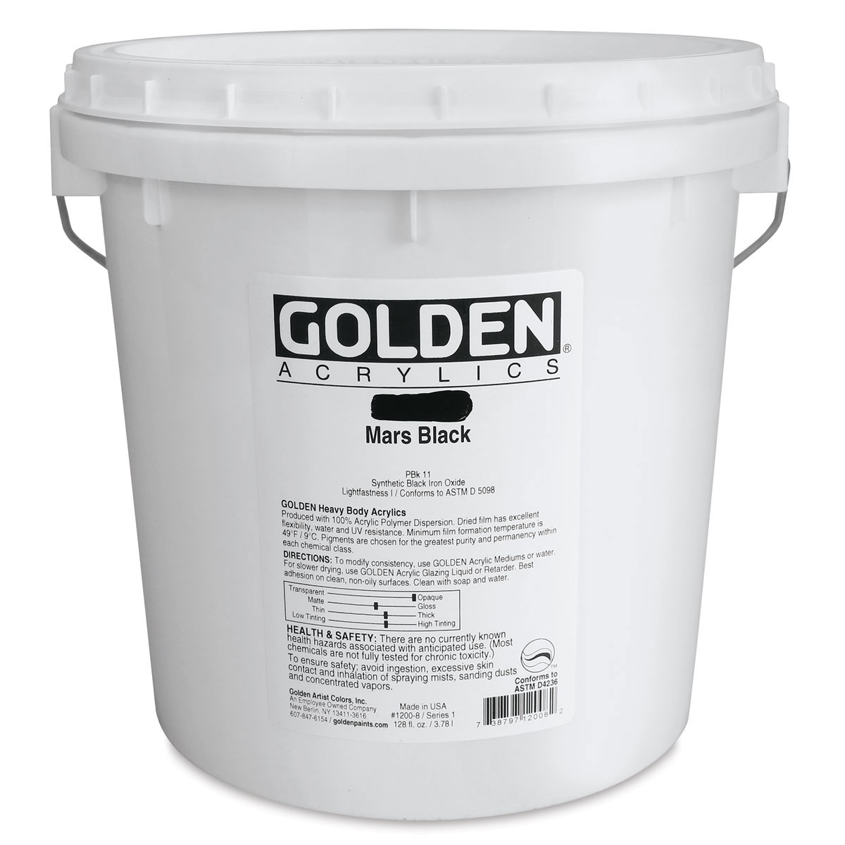 Golden Heavy Body Acrylic Paint - Mars Black, Gallon