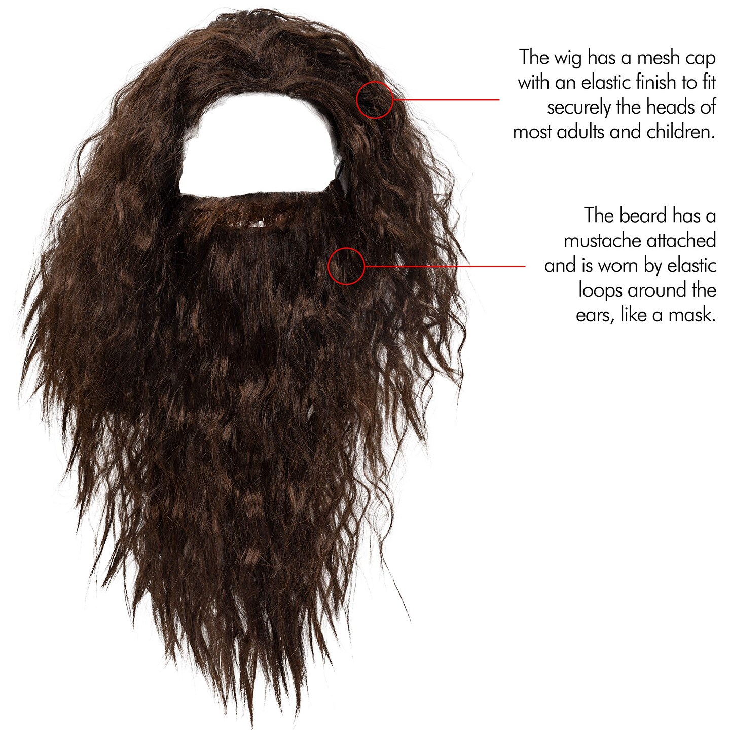 Brown Wig and Beard Brown Wavy Biblical Costume Accessories Hair