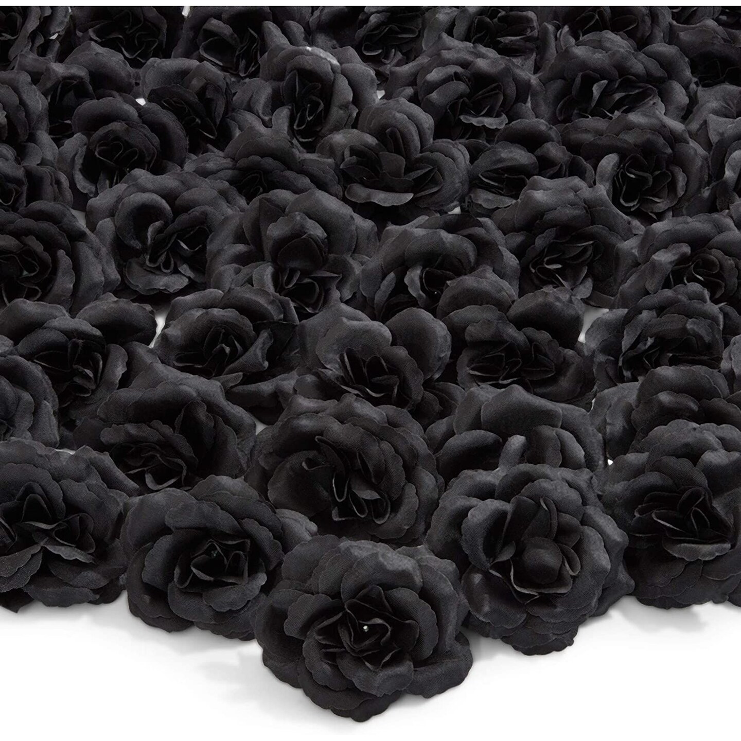 50 Pack Artificial Black Roses for Wedding Decorations, 3 Inch Stemless  Silk Flower Heads for Wall Art, DIY Crafts