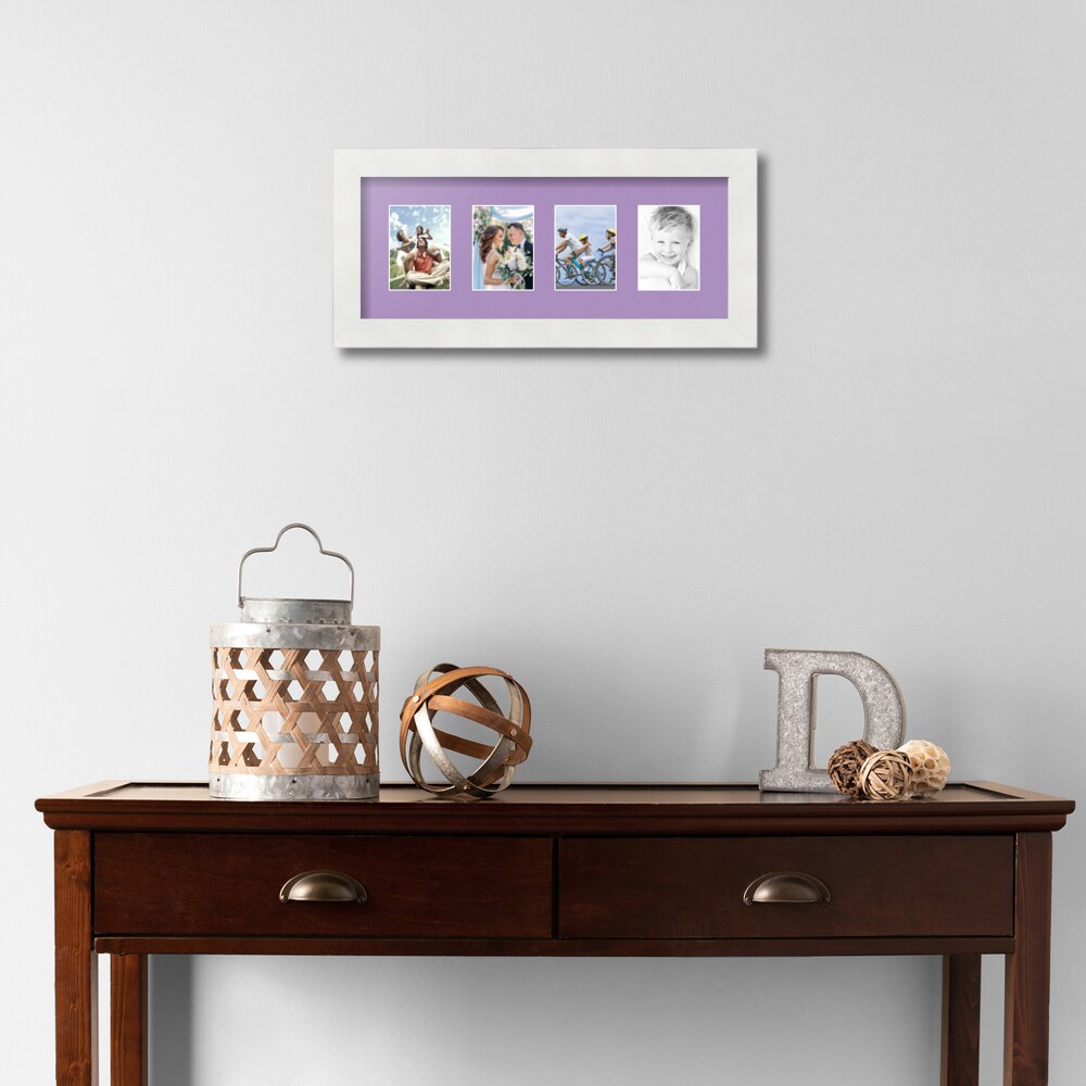 ArtToFrames Collage Photo Picture Frame with 4 - 2.5x3.5 inch Openings, Framed in White with Over 62 Mat Color Options and Regular Glass (CSM-3966-20)