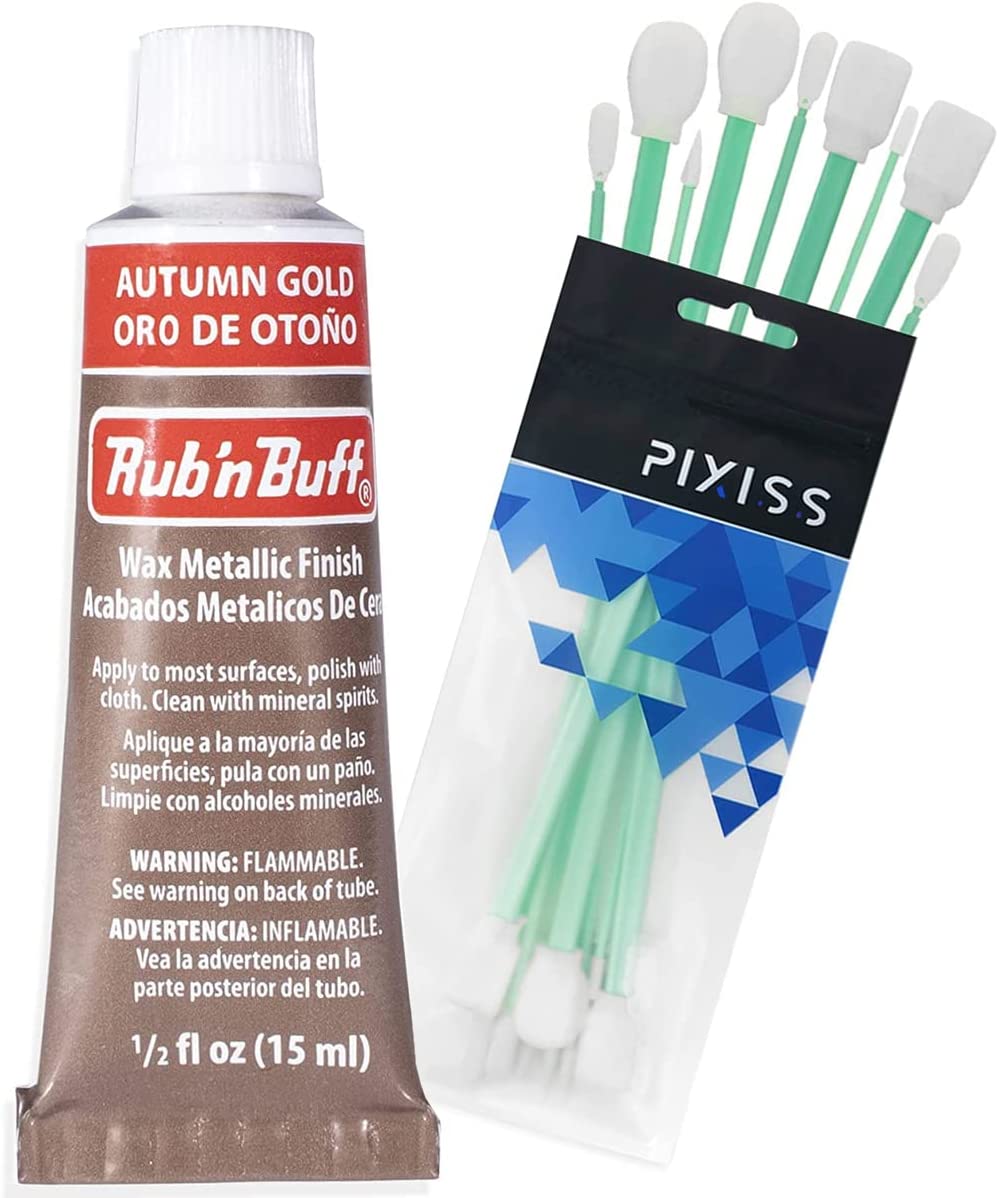 Rub n Buff Wax Finish Metallic Autumn Gold, 0.5-Fluid Ounce, Pixiss Blending Tools