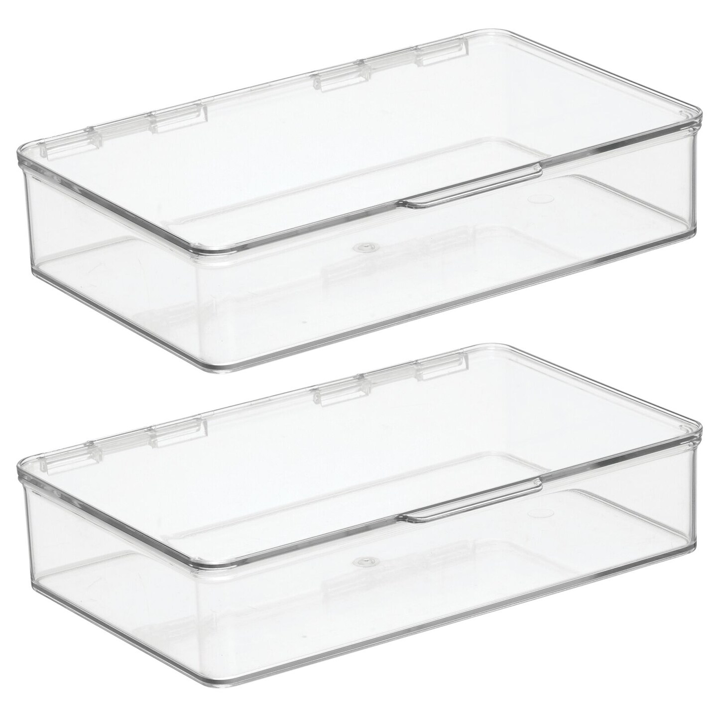 mDesign Plastic Kitchen Fridge Storage Organizer Box, Hinged Lid, 2