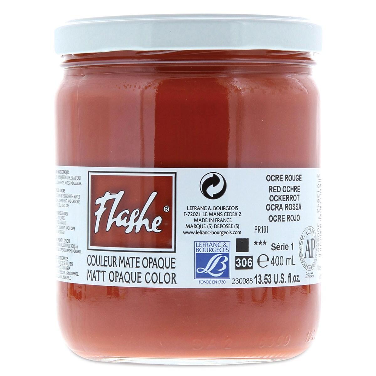 Lefranc &#x26; Bourgeois Flashe Vinyl Paint - Red Ochre, 400 ml jar