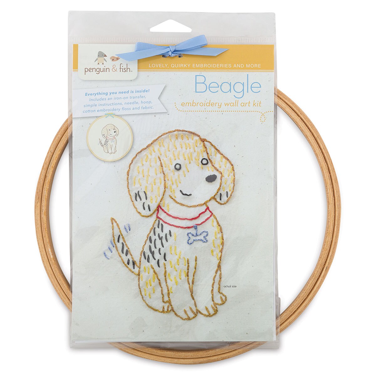 Penguin &#x26; Fish Embroidery Wall Art Kit - Beagle