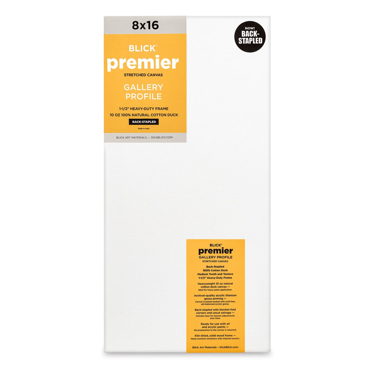 Blick Premier Stretched Cotton Canvas - Gallery Profile, Back-Stapled ...