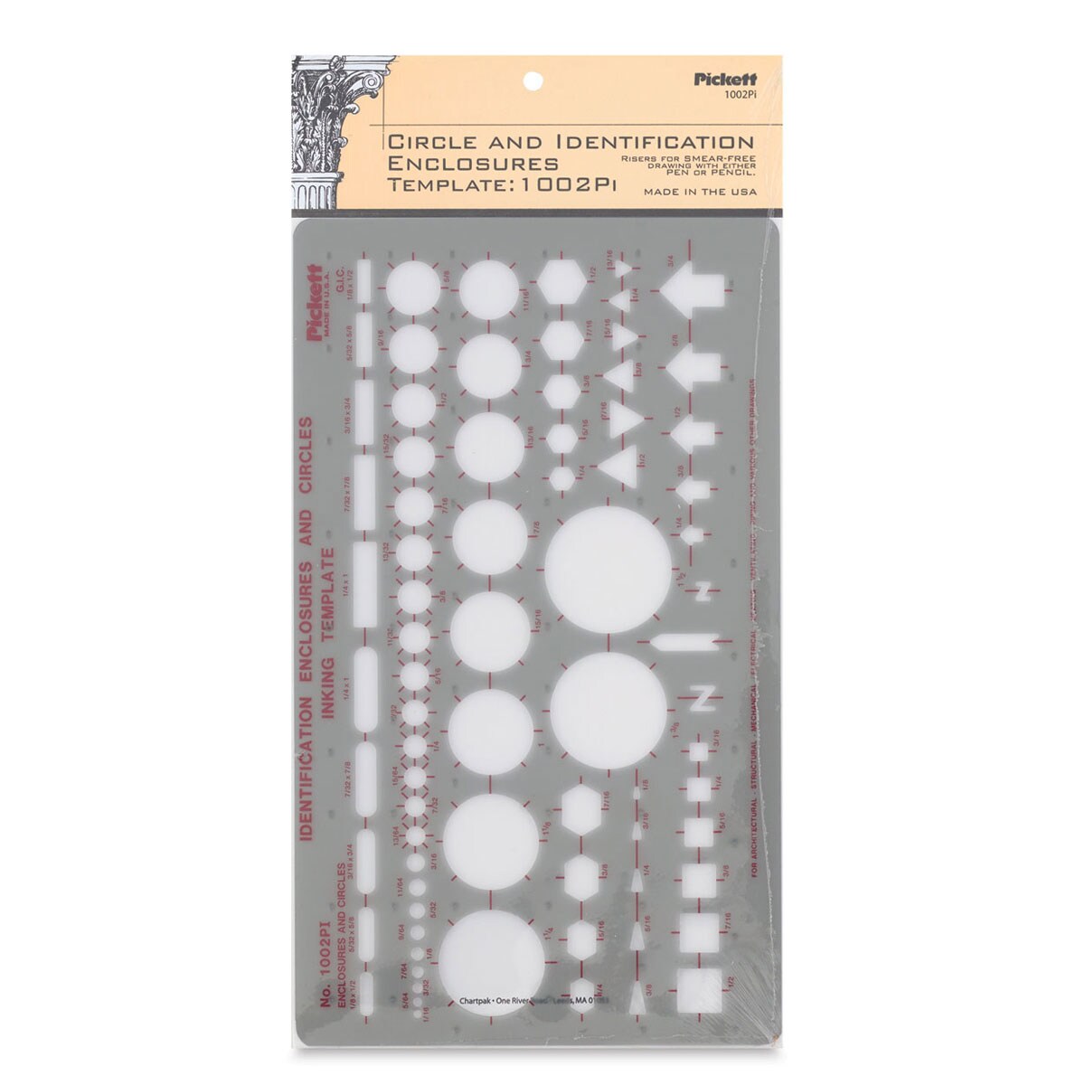 Chartpak Pickett Template -  1002pi Identification Enclosures and Circles