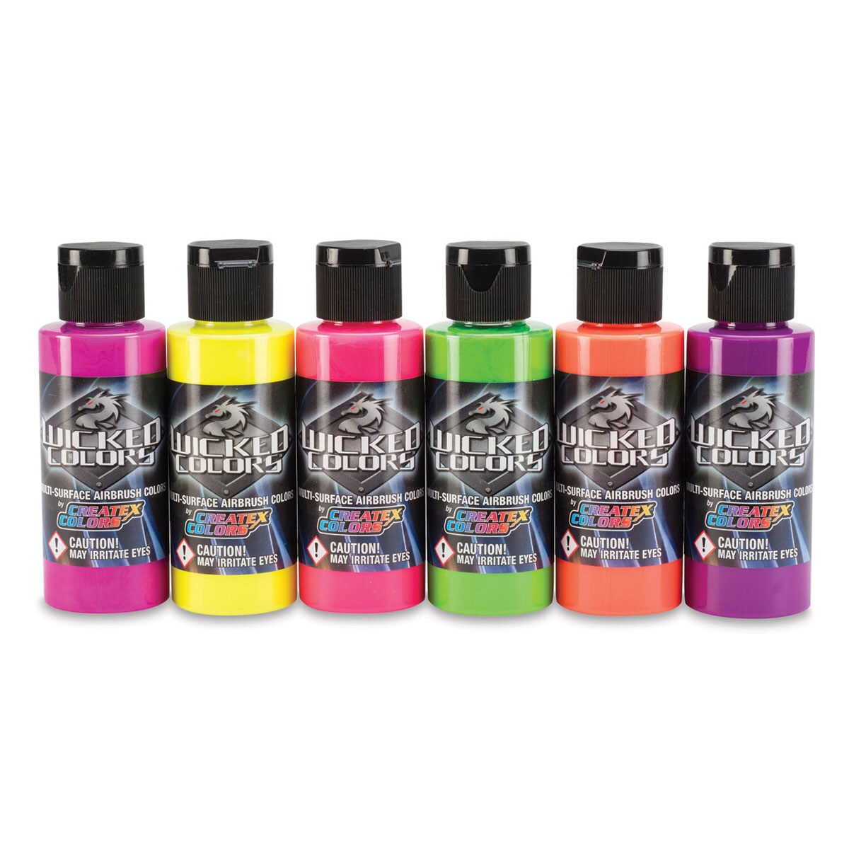 Createx Wicked Colors Airbrush Color - 2 oz, Set of 6, Fluorescent