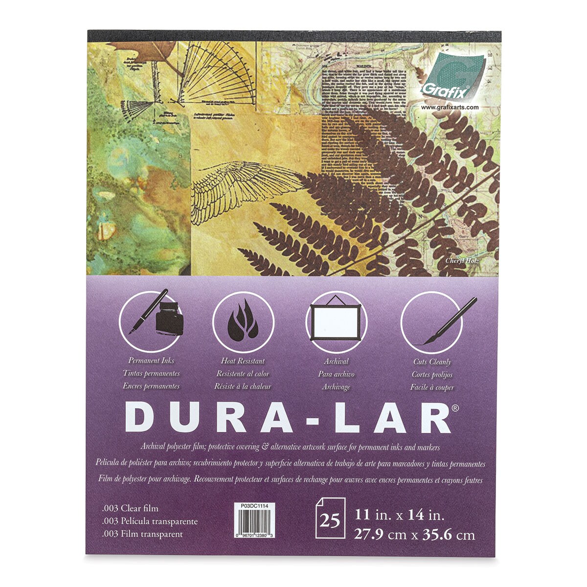 Grafix Dura-Lar Clear Acetate Alternative - 11&#x22; x 14&#x22; x .003&#x22;, Pad, 25 Sheets
