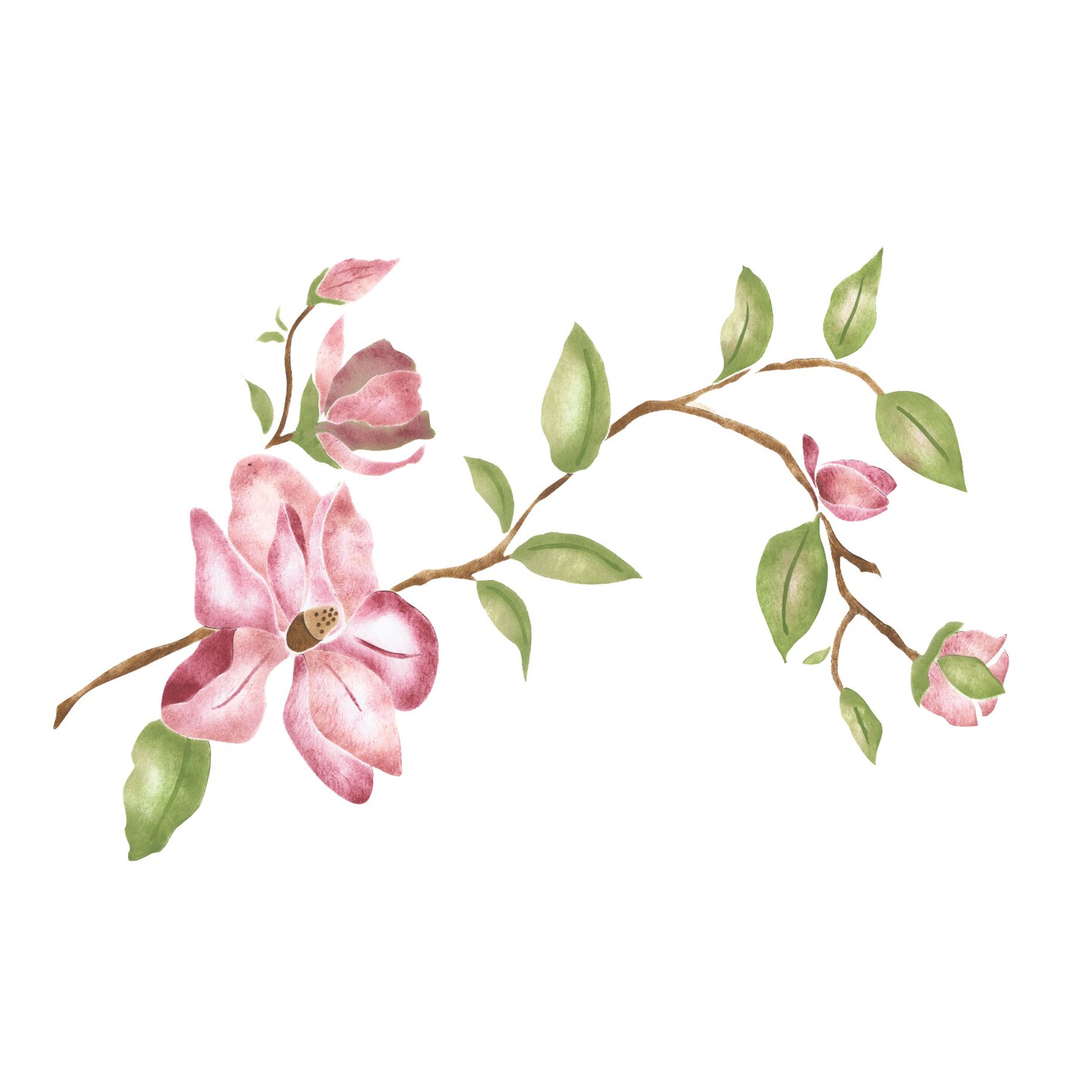Japanese Magnolia Branch Wall Stencil | 3300 by Designer Stencils | Animal & Nature Stencils | Reusable Art Craft Stencils for Painting on Walls, Canvas, Wood | Reusable Plastic Paint Stencil for Home Makeover | Easy to Use & Clean Art Stencil