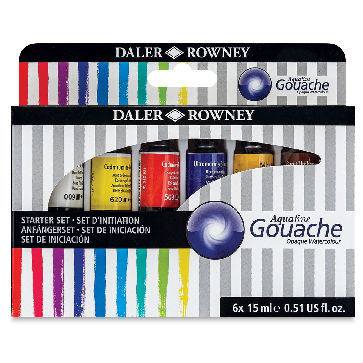 Daler-Rowney Aquafine Gouache - Set of 6, Assorted Colors, 15 ml, Tube