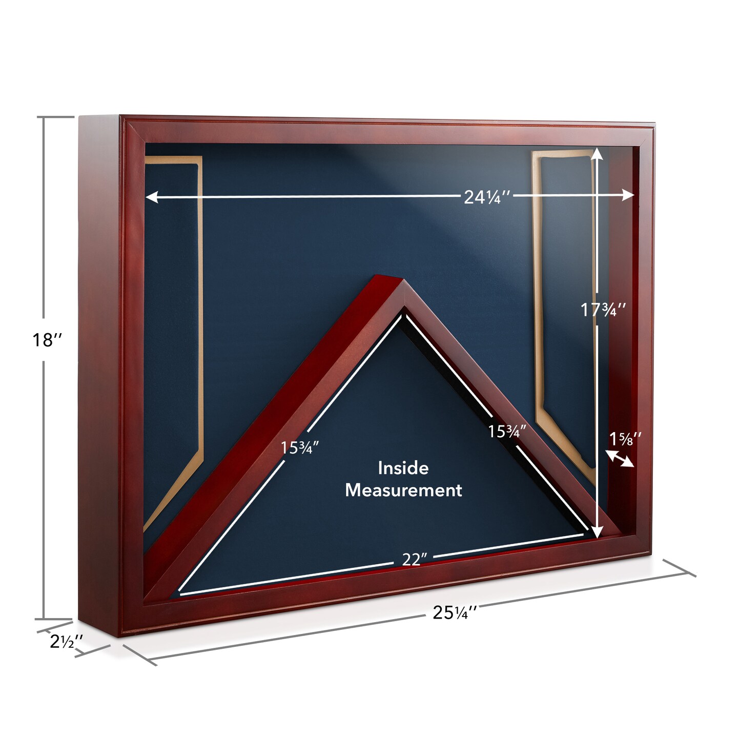 Reminded Military Shadow Box Display Case for Medals &#x26; Burial Flag - Solid Wood&#xA0;Cabinet with Velvet Insert