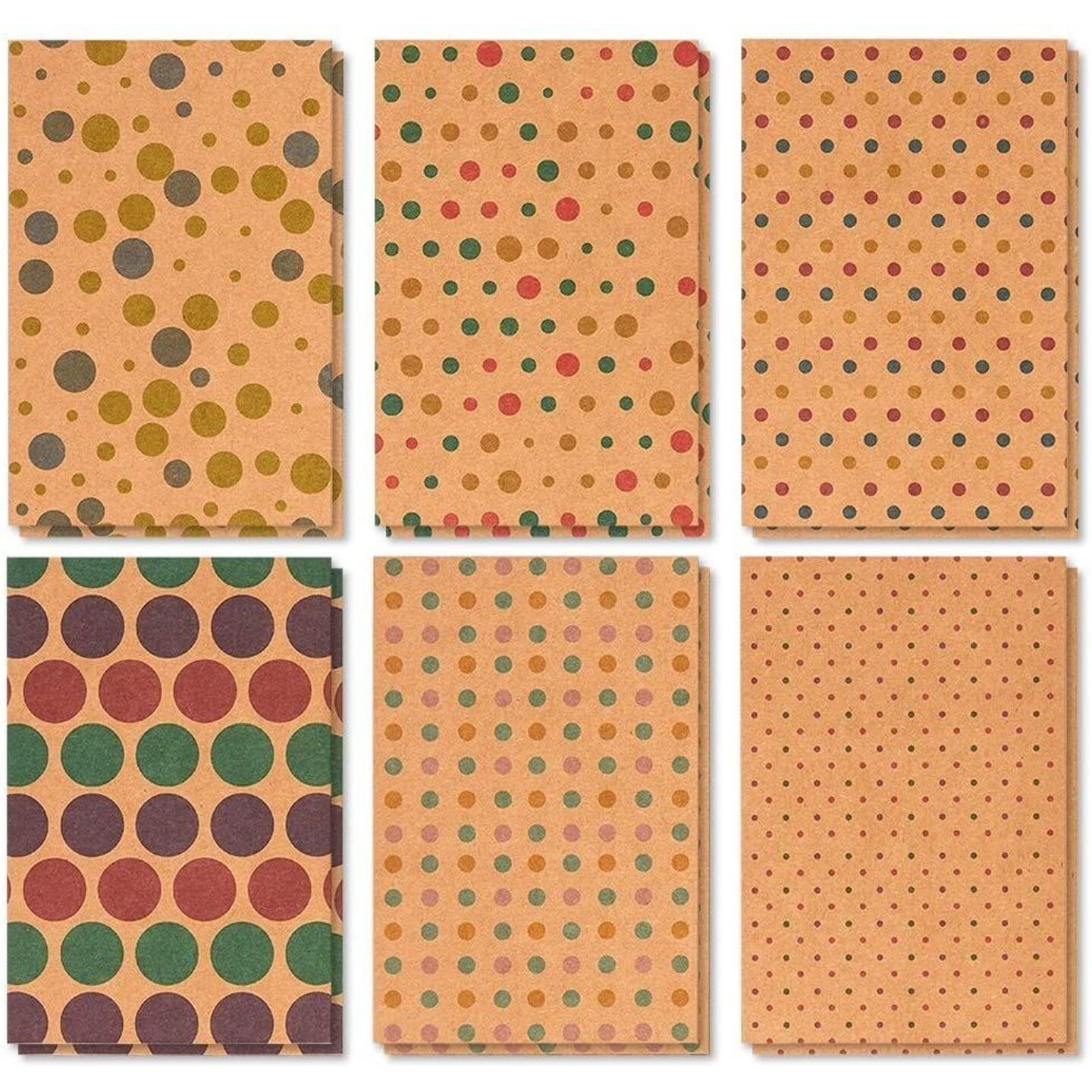 36 Pack Kraft Greeting Cards with Envelopes Blank Inside (Polka Dot