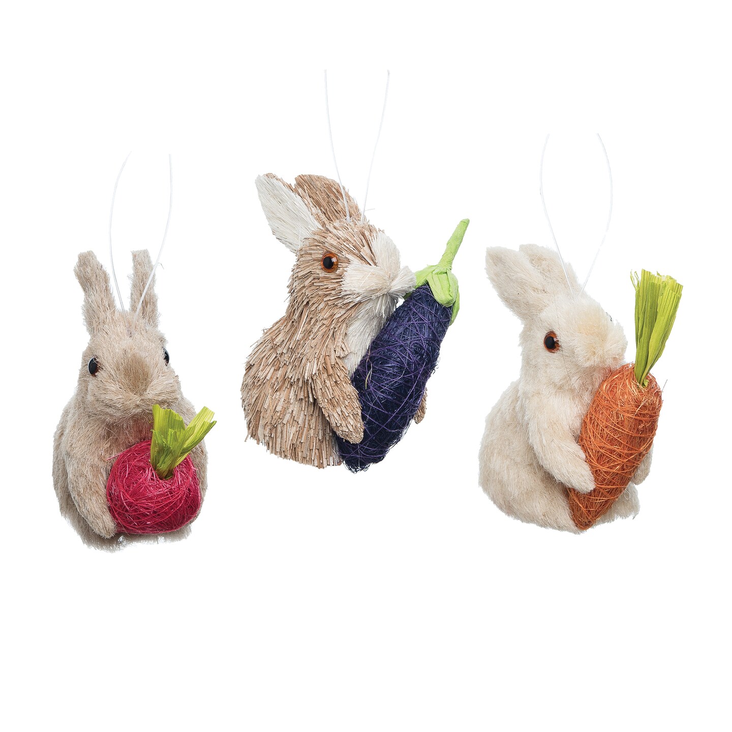 Bunny Rabbits With Carrots Easter Ornaments Tree Decorations Set of 3 ...