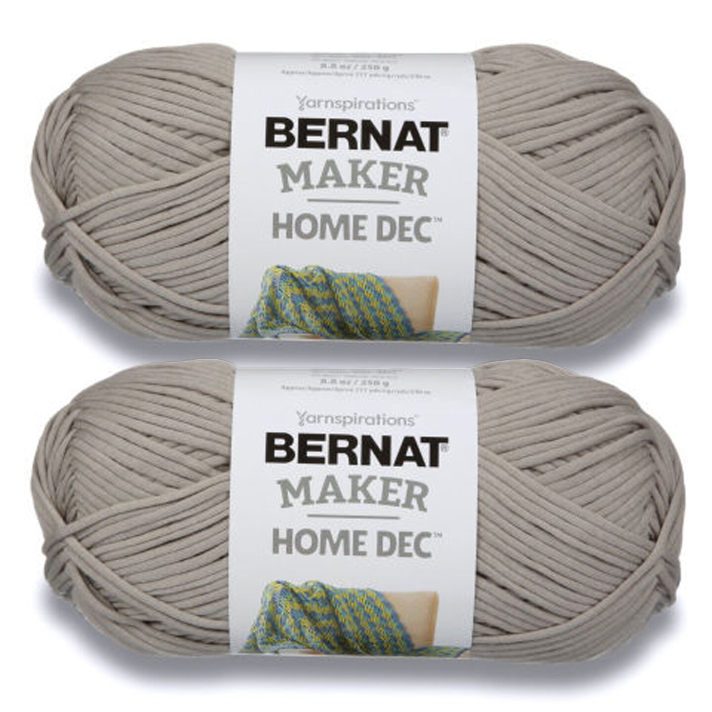 Bernat Maker Home Dec Clay Yarn - 2 Pack of 250g/8.8oz - Cotton - 5 Bulky - 317 Yards - Knitting/Crochet