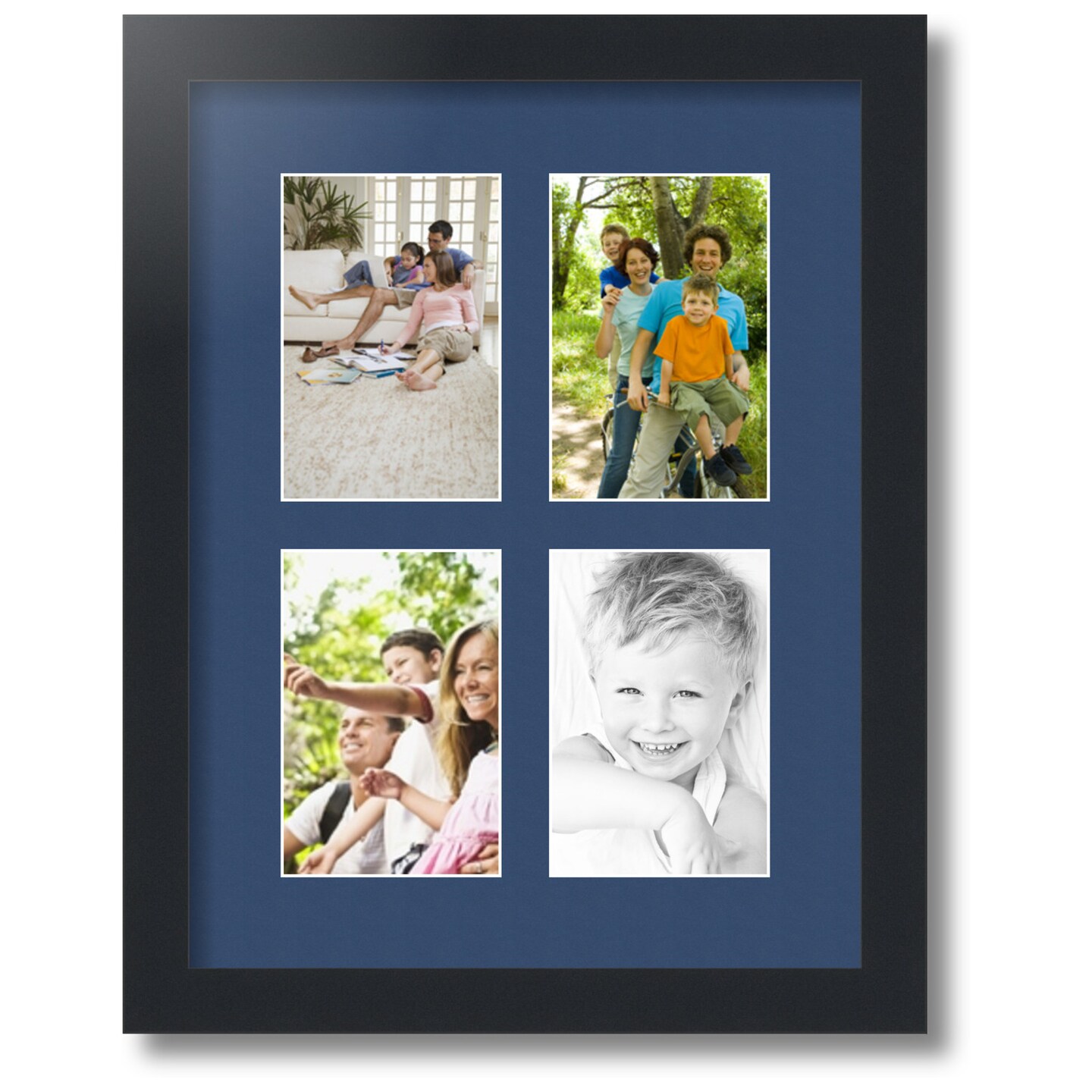 ArtToFrames Collage Photo Picture Frame with 4 - 4x6 inch Openings, Framed in Black with Over 62 Mat Color Options and Regular Glass (CSM-3926-2)