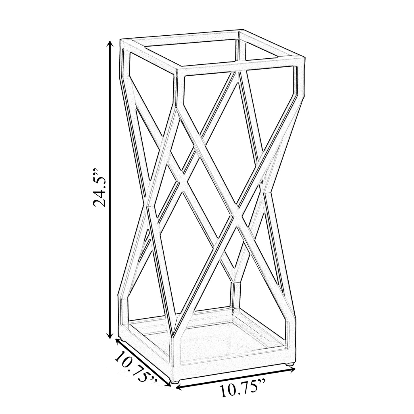 Decorative Gold Square X Design Umbrella Holder Stand for Indoor and Outdoor