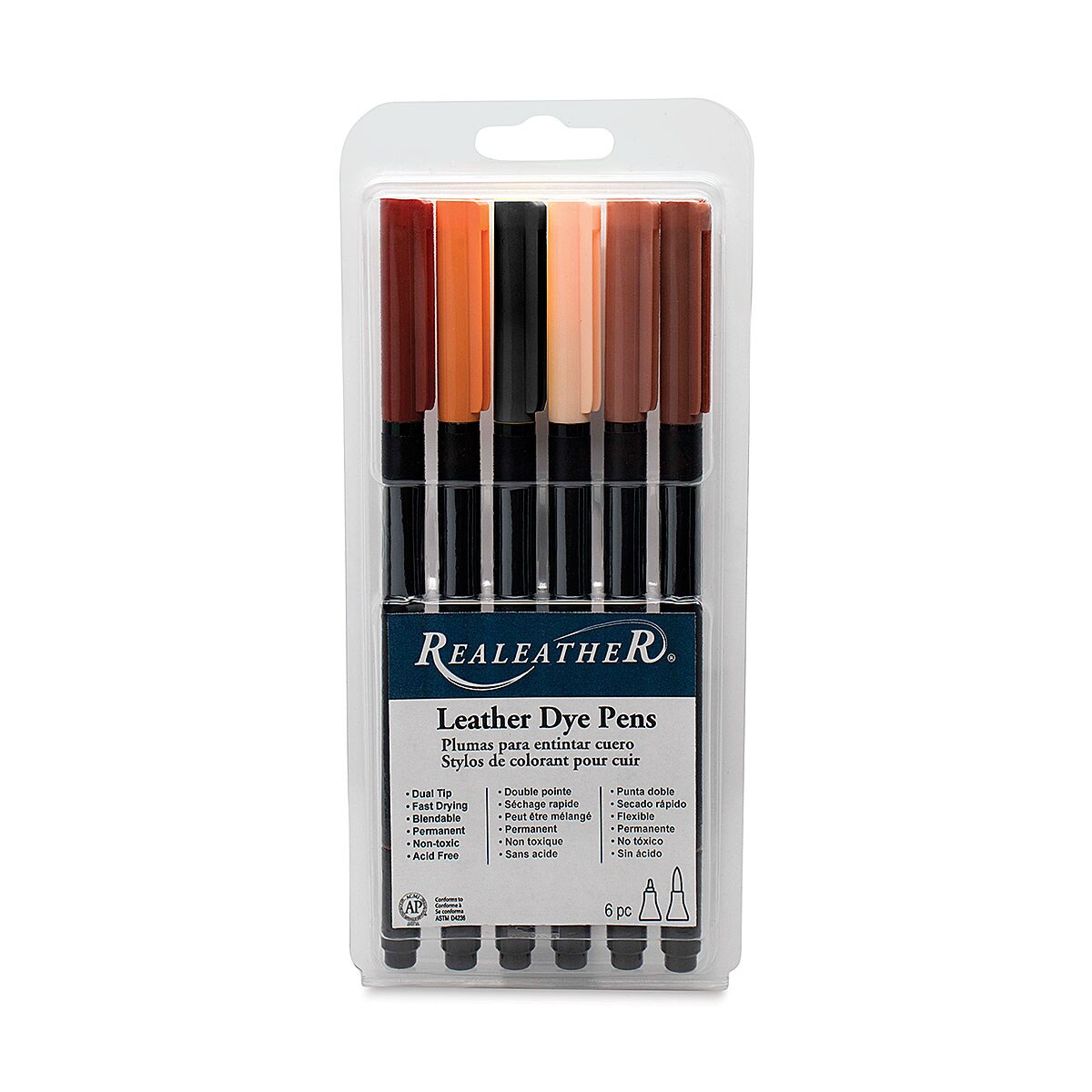 Realeather Leather Dye Pens - Earthtone Colors, Set of 6
