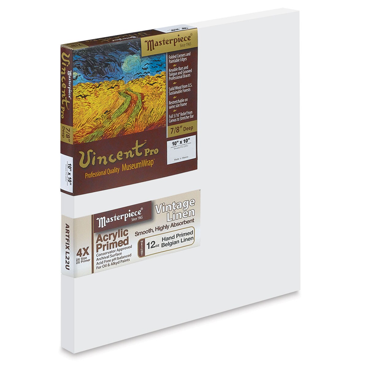 Masterpiece Vincent Pro Artfix Linen Canvas - 10&#x22; x 10&#x22;, Acrylic Primed