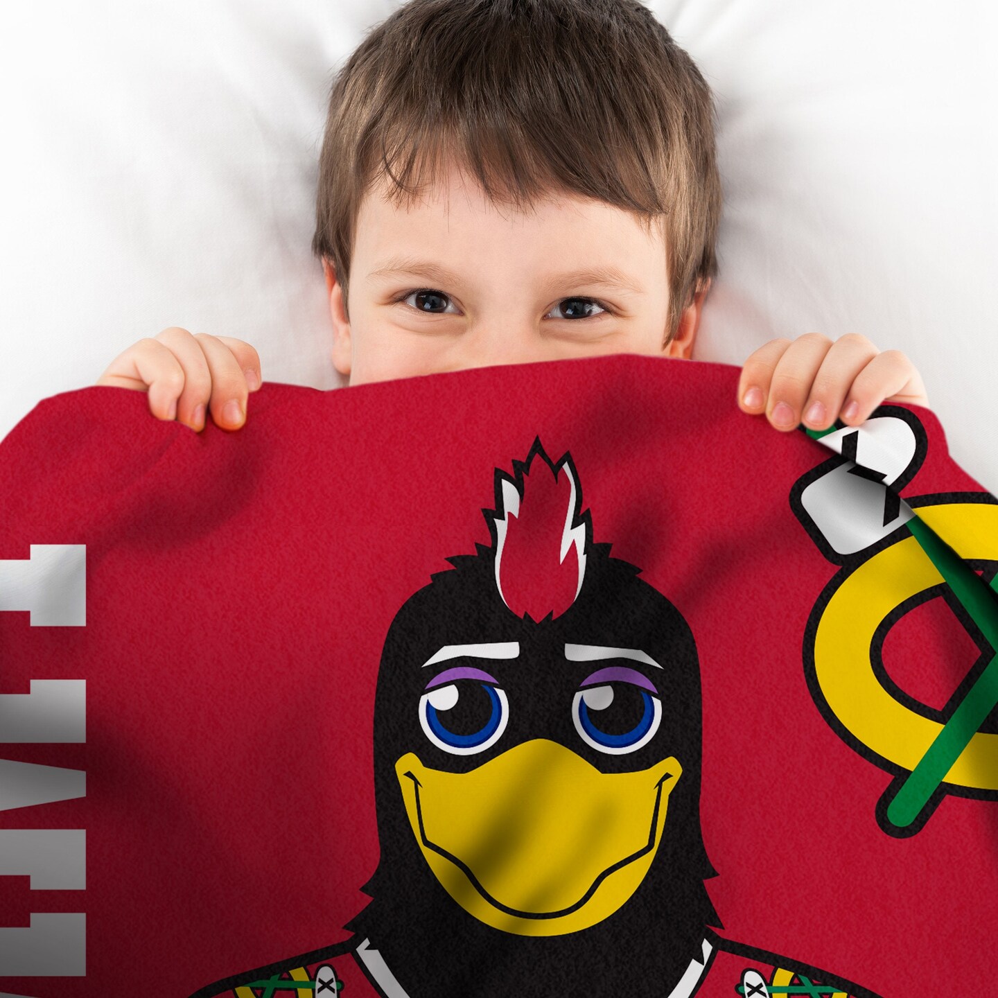 Sleep Squad Chicago Blackhawks Tommyhawk 60” x 80” Raschel Plush Hockey Blanket