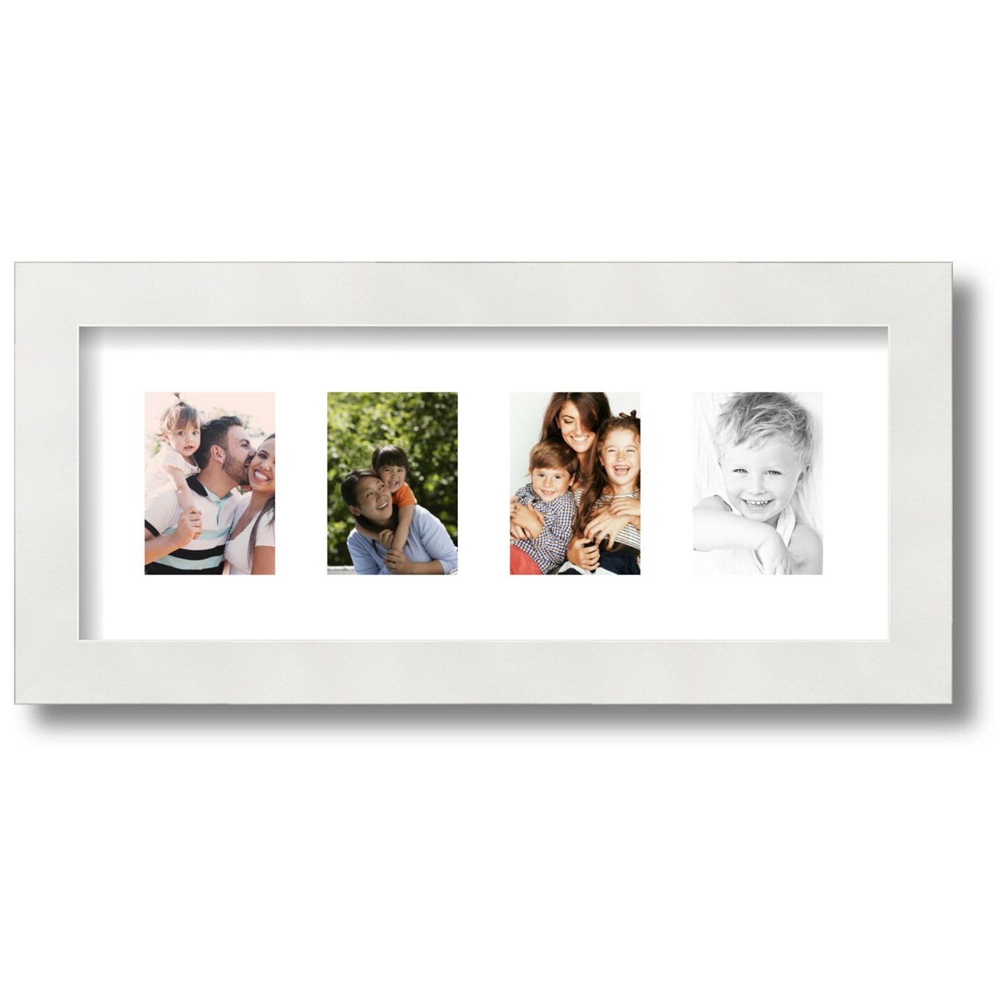 ArtToFrames Collage Photo Picture Frame with 4 - 2.5x3.5 inch Openings, Framed in White with Over 62 Mat Color Options and Regular Glass (CSM-3966-20)